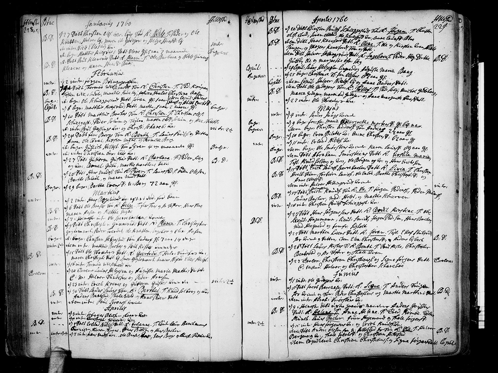 Botne kirkebøker, AV/SAKO-A-340/F/Fa/L0001a: Parish register (official) no. I 1A, 1707-1778, p. 228-229