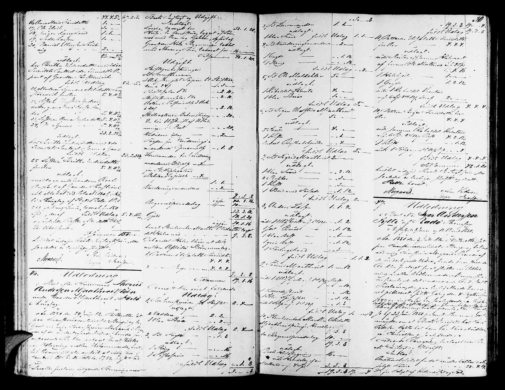 Nordhordland sorenskrivar, AV/SAB-A-2901/1/H/Hd/Hda/L0005: Skifteutlodningsprotokollar, 1851-1857, p. 29b-30a