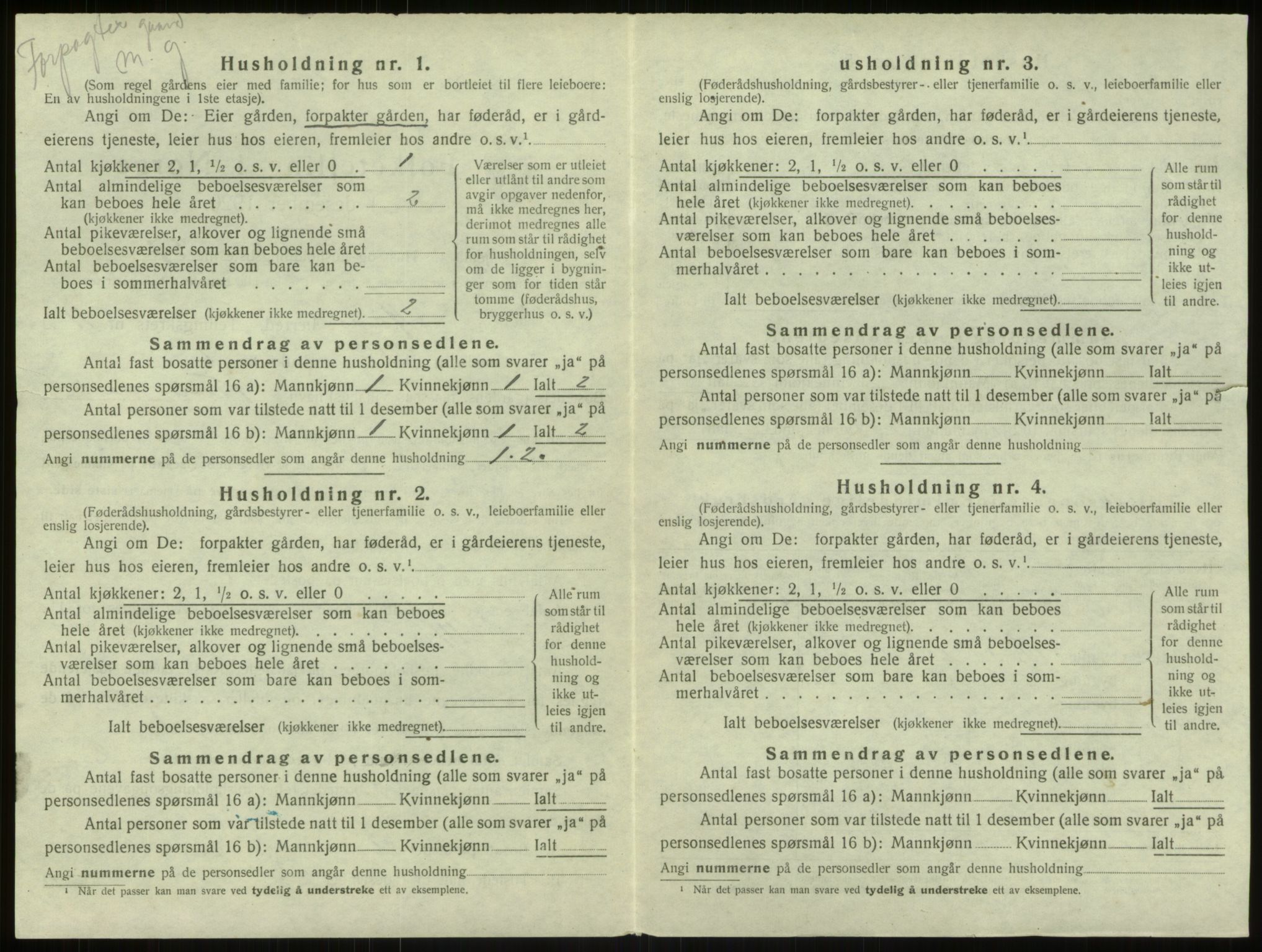 SAB, 1920 census for Haus, 1920, p. 926