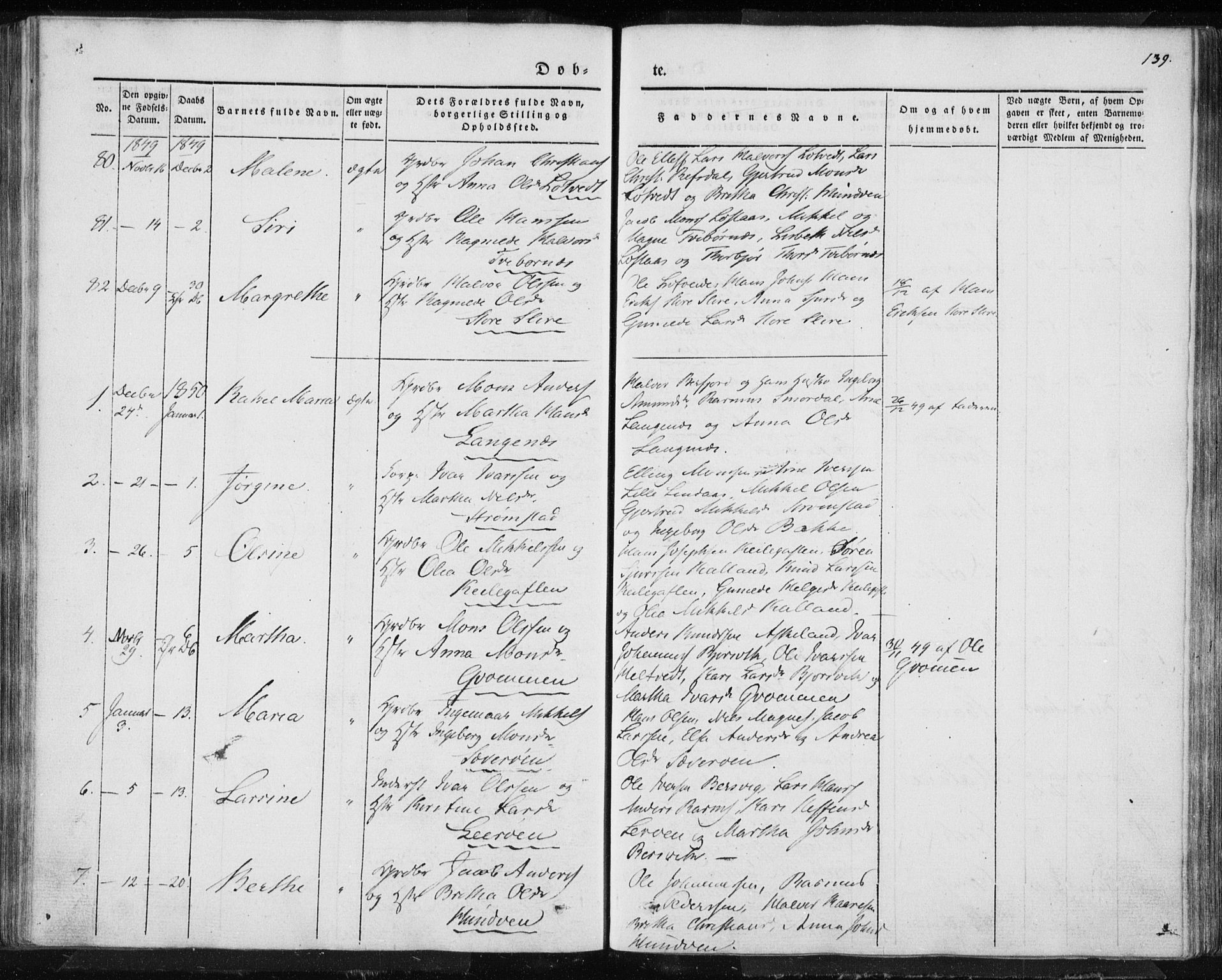 Lindås Sokneprestembete, AV/SAB-A-76701/H/Haa/Haaa/L0010: Parish register (official) no. A 10, 1842-1862, p. 139