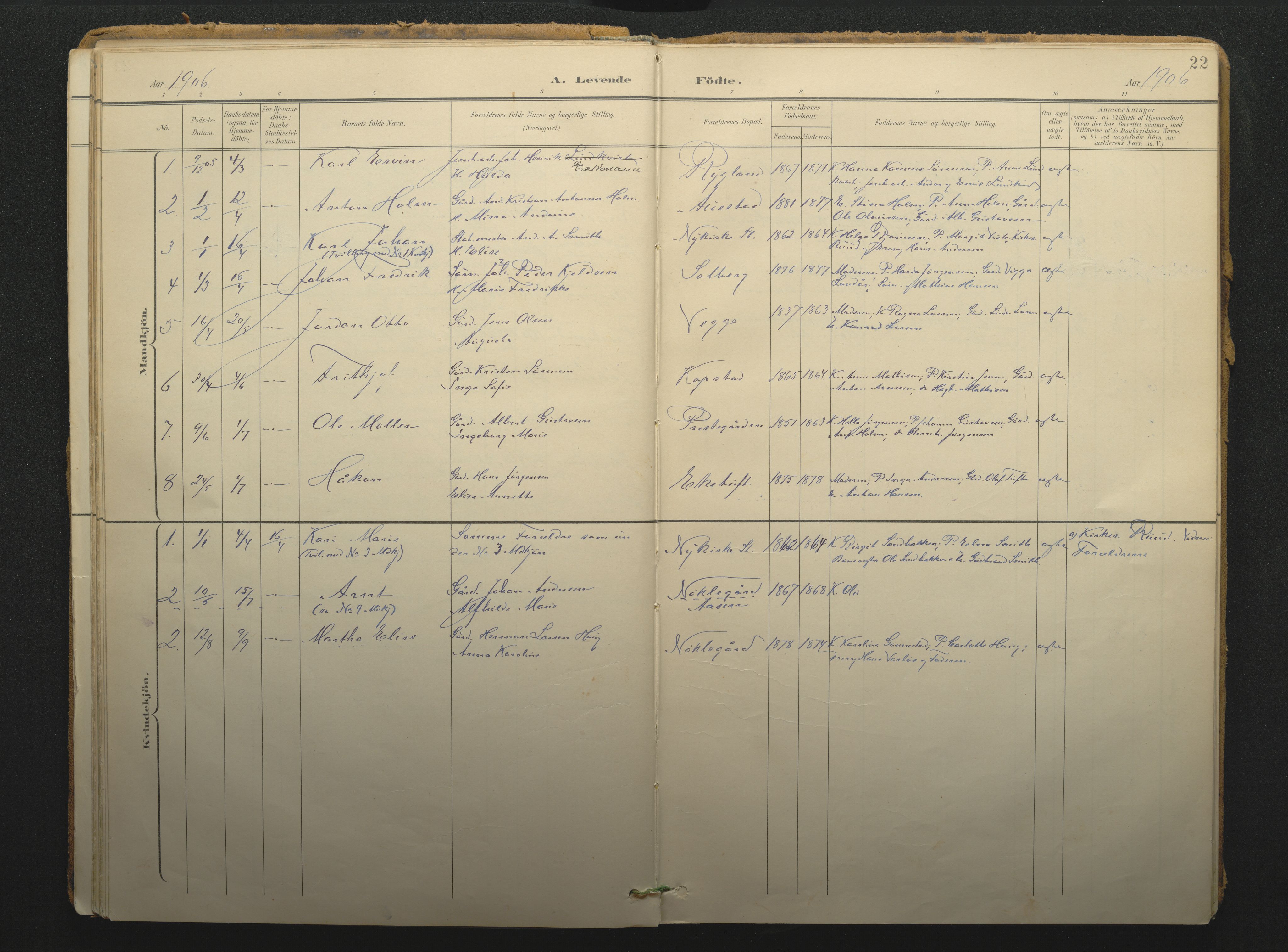 Borre kirkebøker, AV/SAKO-A-338/F/Fc/L0003: Parish register (official) no. III 3, 1896-1919, p. 22