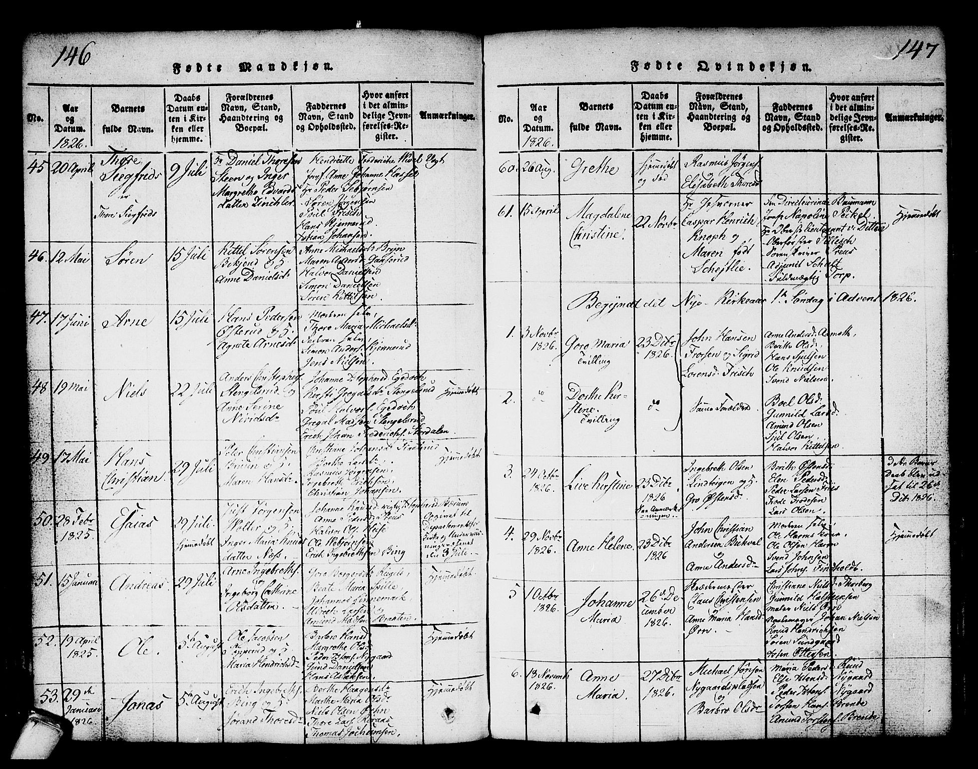 Kongsberg kirkebøker, SAKO/A-22/G/Ga/L0001: Parish register (copy) no. 1, 1816-1839, p. 146-147