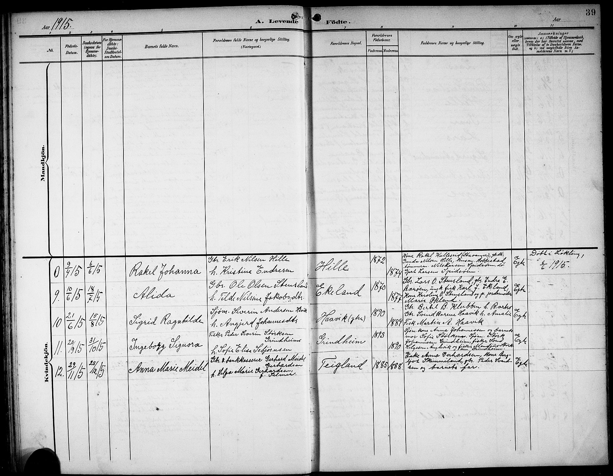 Finnås sokneprestembete, SAB/A-99925/H/Ha/Hab/Haba/L0004: Parish register (copy) no. A 4, 1901-1924, p. 39