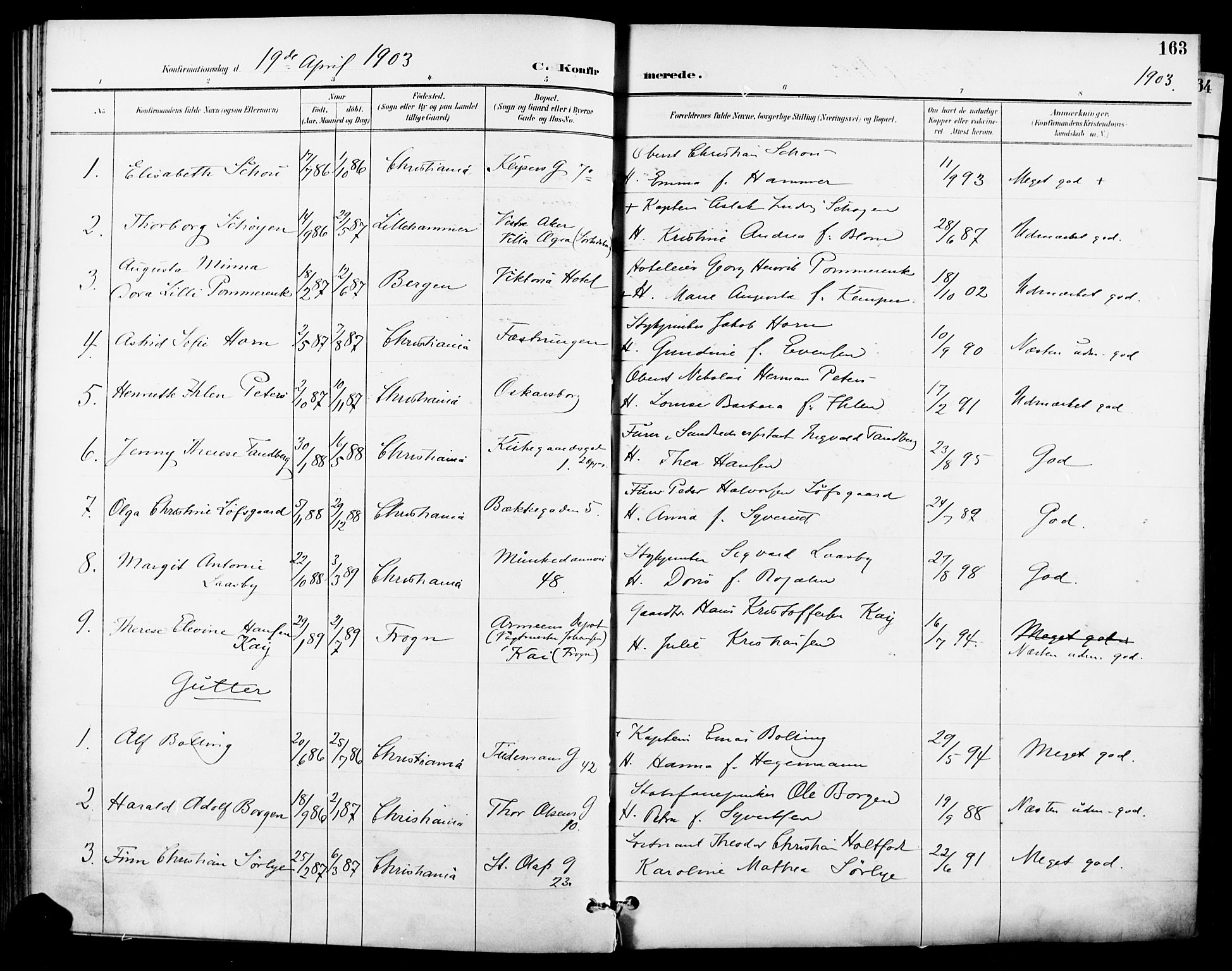 Garnisonsmenigheten Kirkebøker, AV/SAO-A-10846/F/Fa/L0013: Parish register (official) no. 13, 1894-1904, p. 163