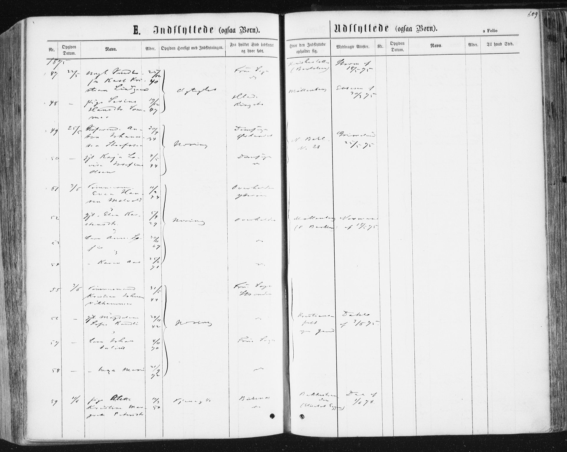 Ministerialprotokoller, klokkerbøker og fødselsregistre - Sør-Trøndelag, AV/SAT-A-1456/604/L0186: Parish register (official) no. 604A07, 1866-1877, p. 609