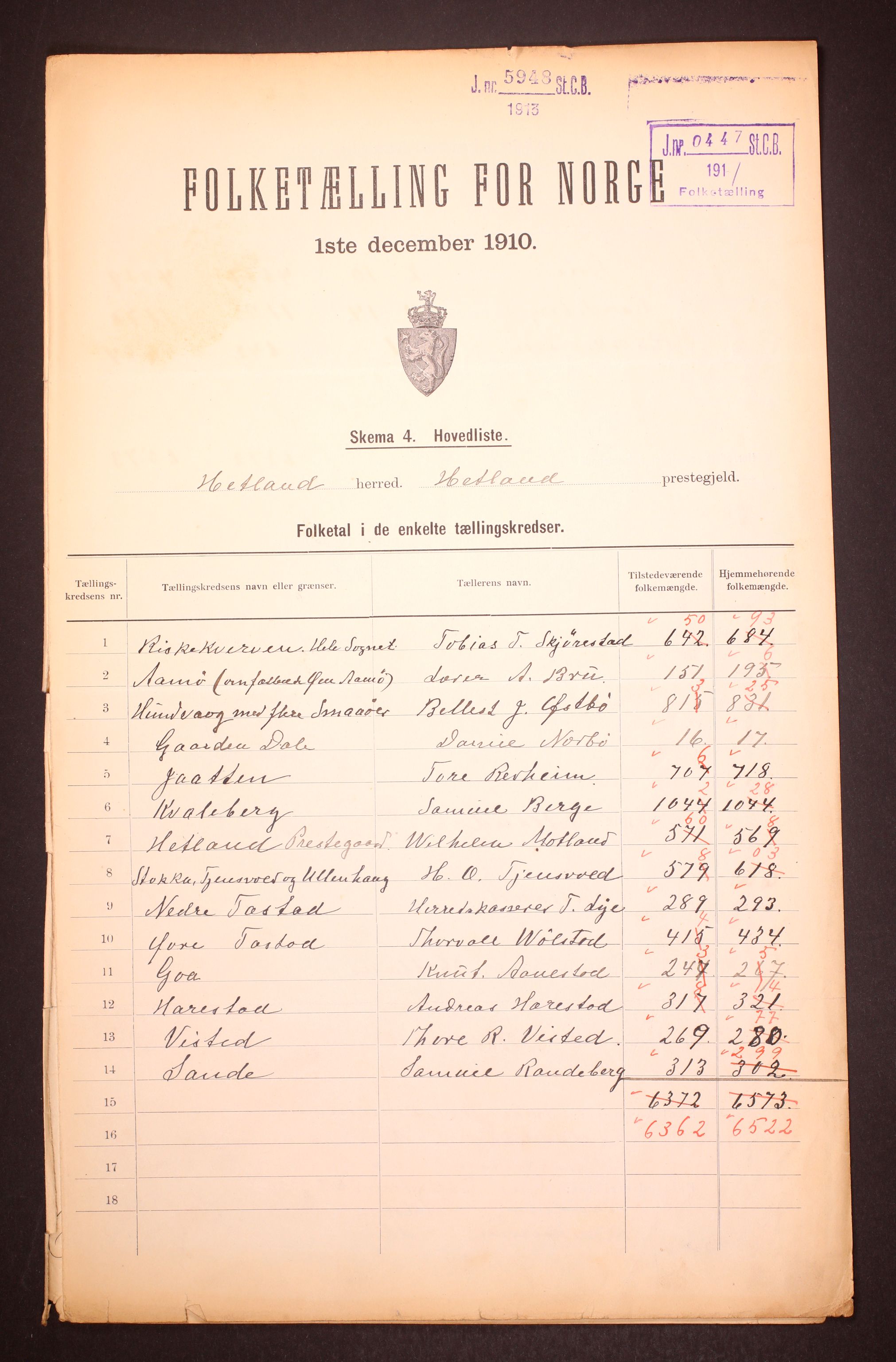 RA, 1910 census for Hetland, 1910, p. 3