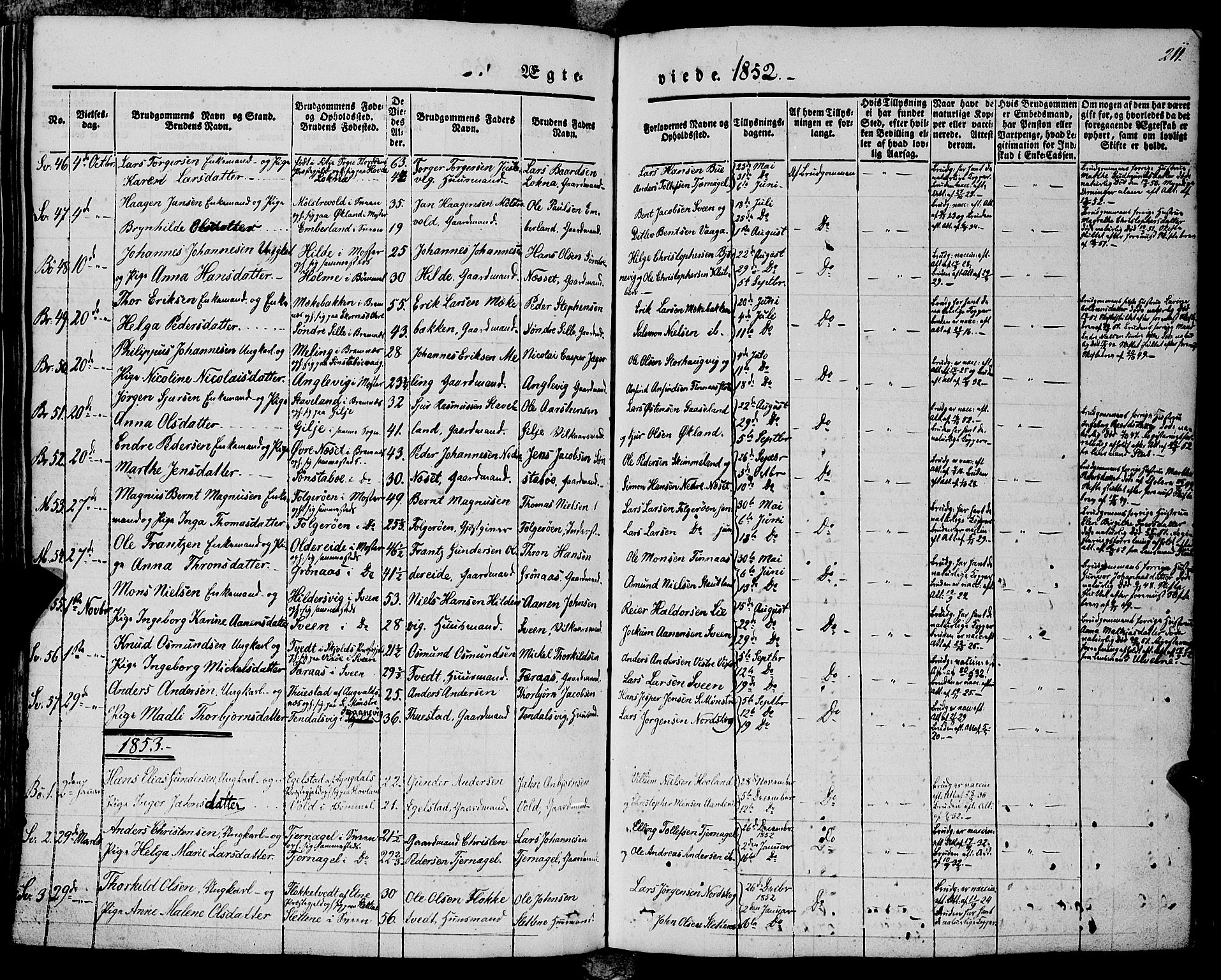 Finnås sokneprestembete, AV/SAB-A-99925/H/Ha/Haa/Haaa/L0007: Parish register (official) no. A 7, 1850-1862, p. 211