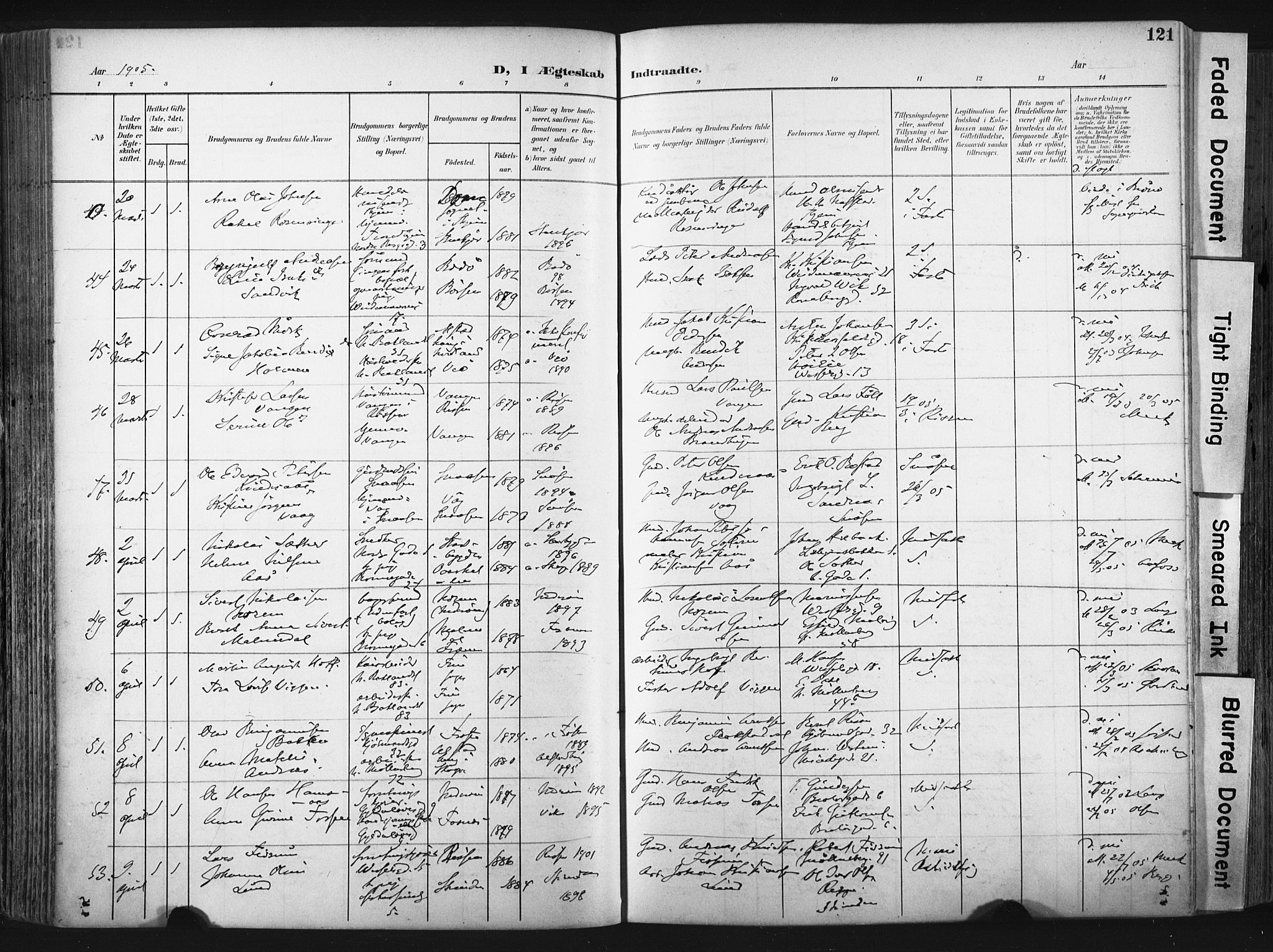 Ministerialprotokoller, klokkerbøker og fødselsregistre - Sør-Trøndelag, SAT/A-1456/604/L0201: Parish register (official) no. 604A21, 1901-1911, p. 121
