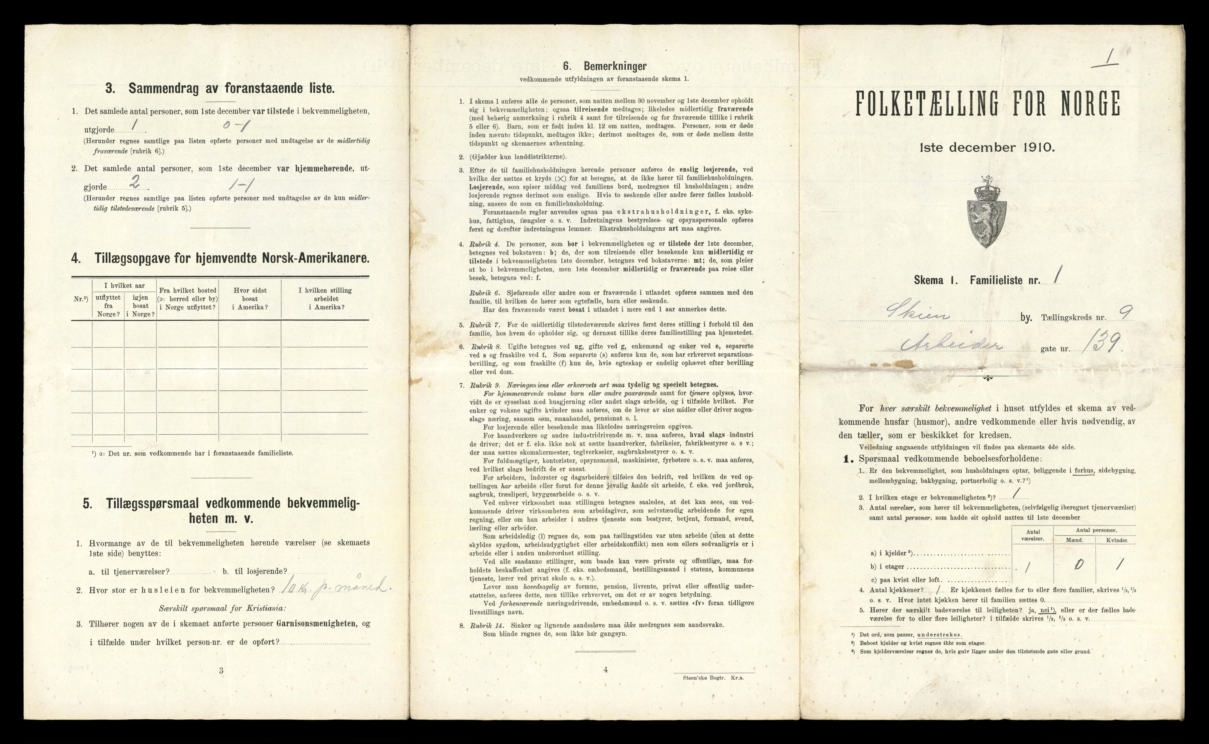 RA, 1910 census for Skien, 1910, p. 5058