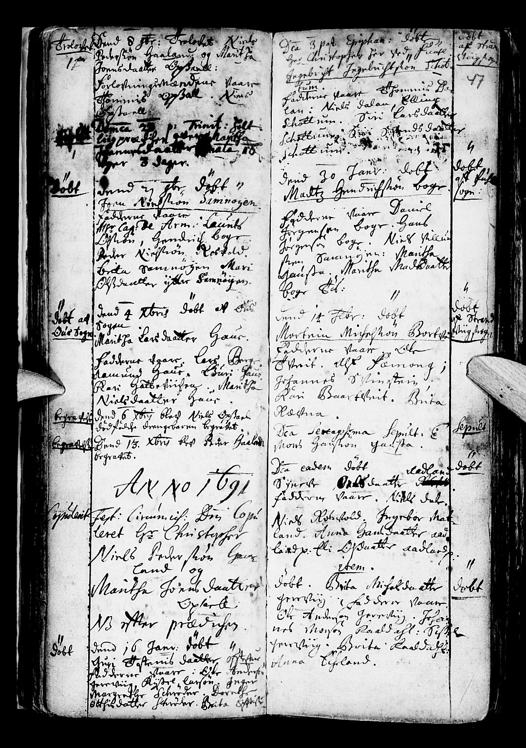 Os sokneprestembete, AV/SAB-A-99929: Parish register (official) no. A 6, 1669-1719, p. 47