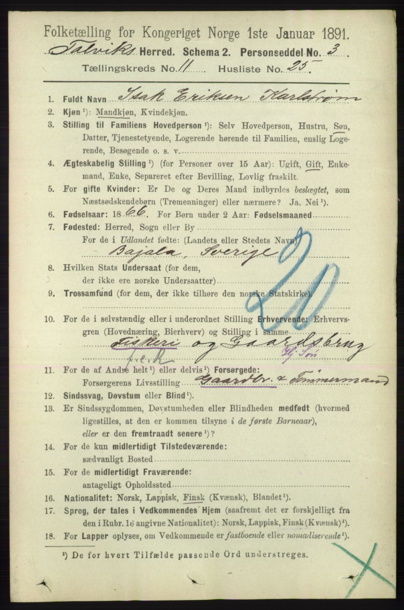 RA, 1891 census for 2013 Talvik, 1891, p. 2881