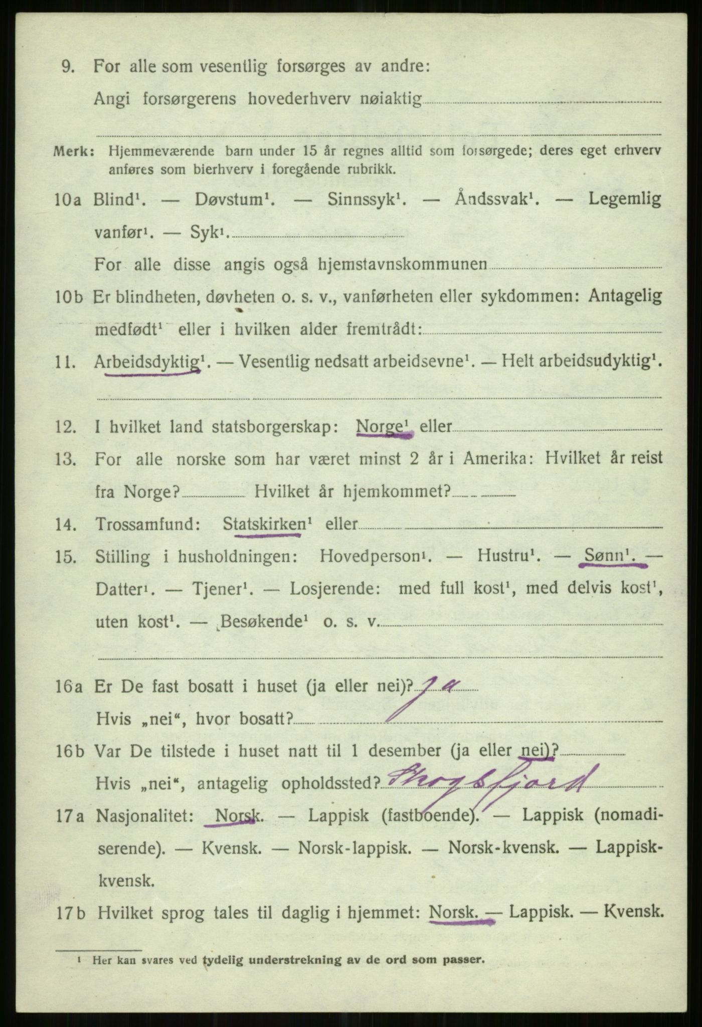 SATØ, 1920 census for Helgøy, 1920, p. 1590