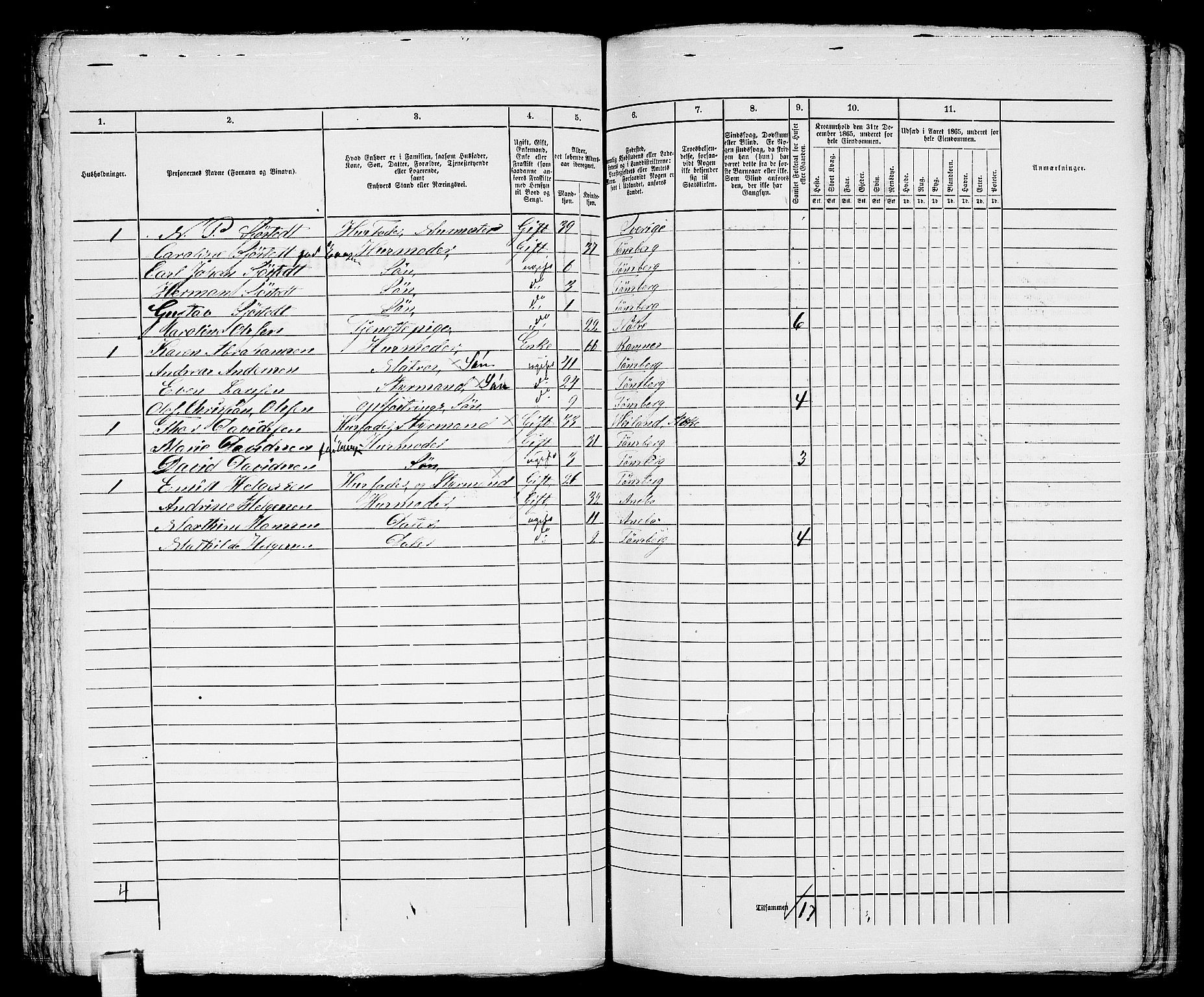 RA, 1865 census for Tønsberg, 1865, p. 498