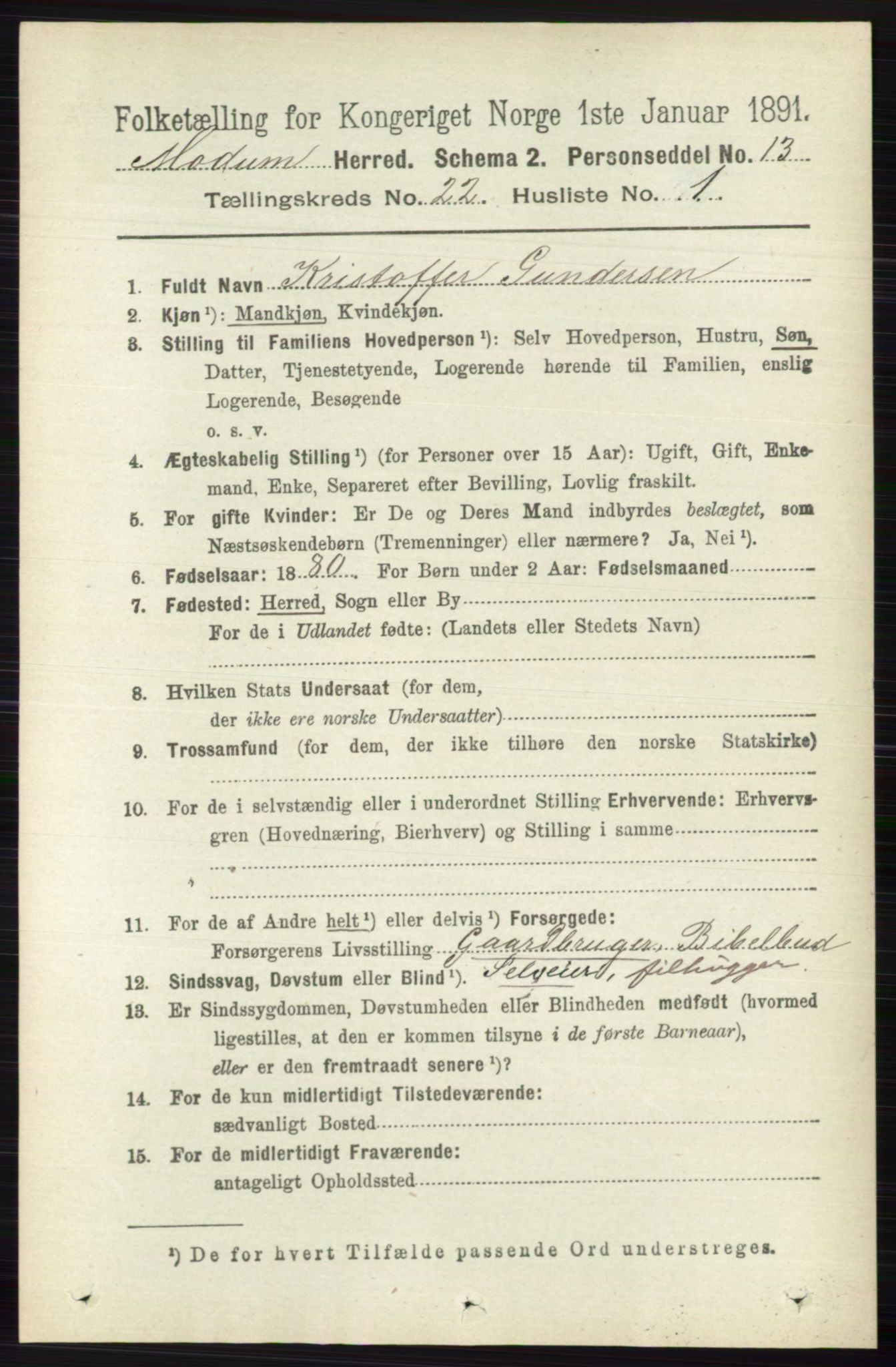 RA, 1891 census for 0623 Modum, 1891, p. 8401