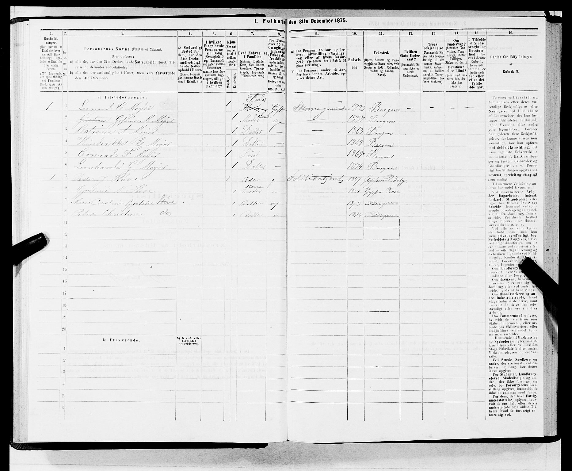 SAB, 1875 census for 1301 Bergen, 1875, p. 2007