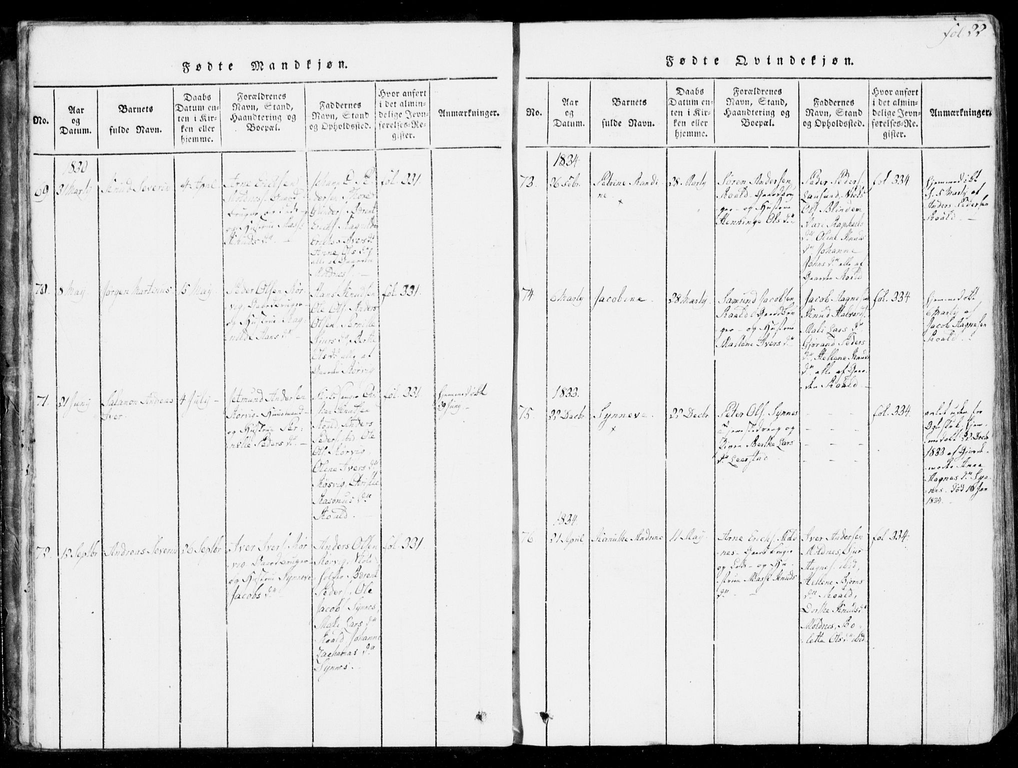 Ministerialprotokoller, klokkerbøker og fødselsregistre - Møre og Romsdal, SAT/A-1454/537/L0517: Parish register (official) no. 537A01, 1818-1862, p. 22
