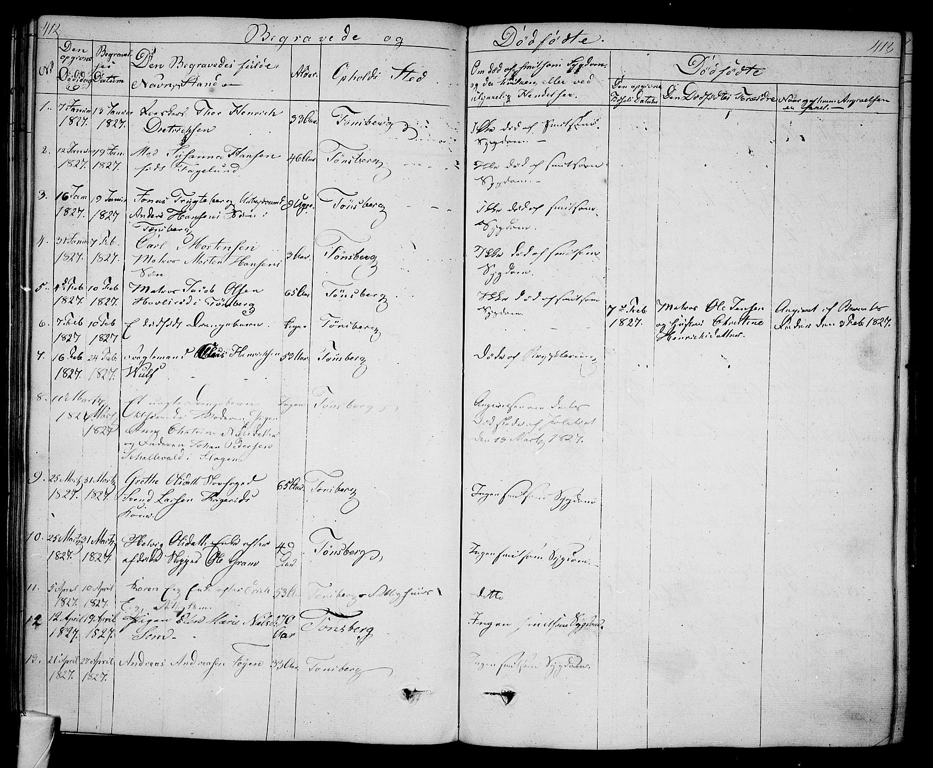 Tønsberg kirkebøker, AV/SAKO-A-330/F/Fa/L0005: Parish register (official) no. I 5, 1827-1836, p. 412-413