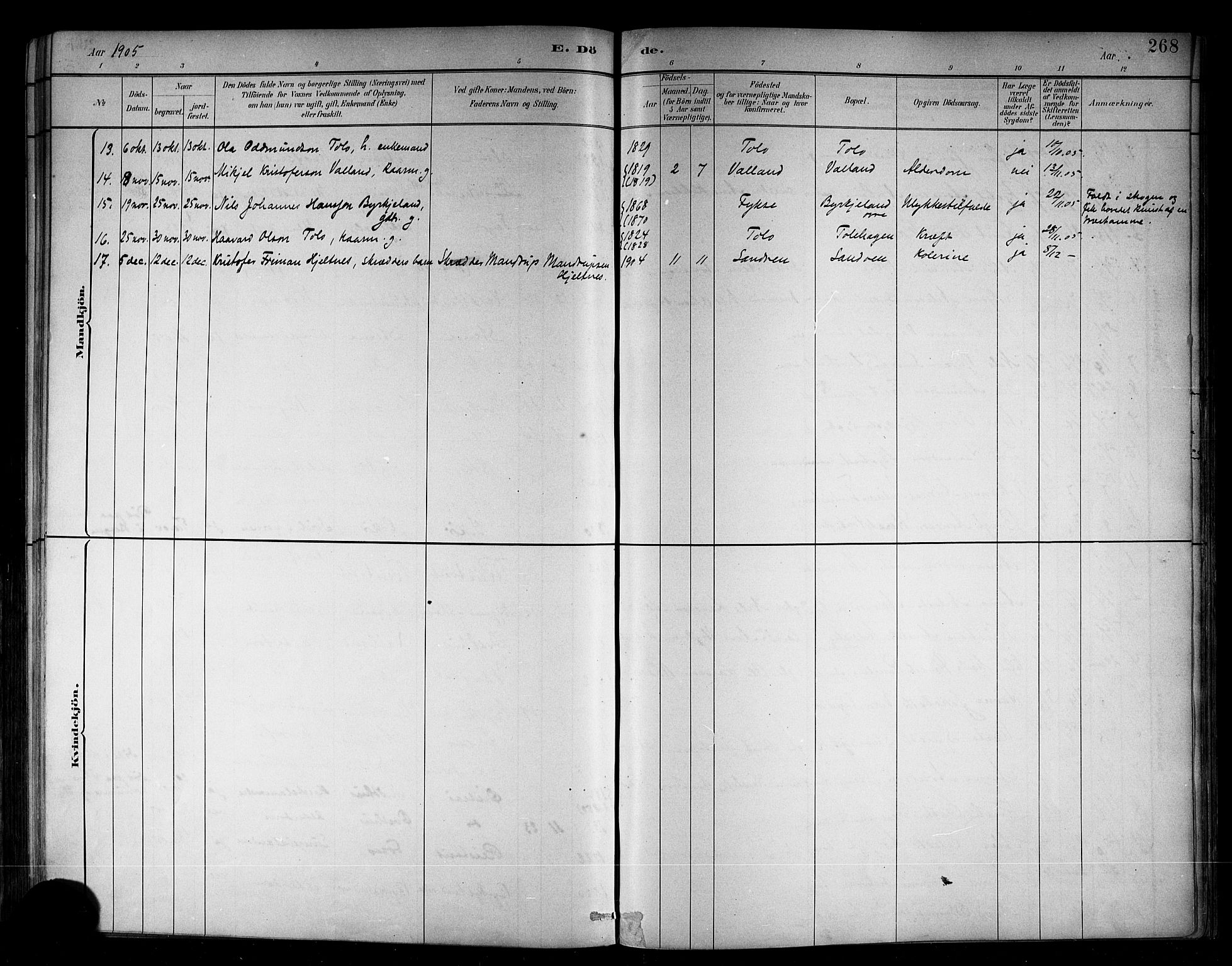 Kvam sokneprestembete, SAB/A-76201/H/Hab: Parish register (copy) no. B 3, 1884-1916, p. 268