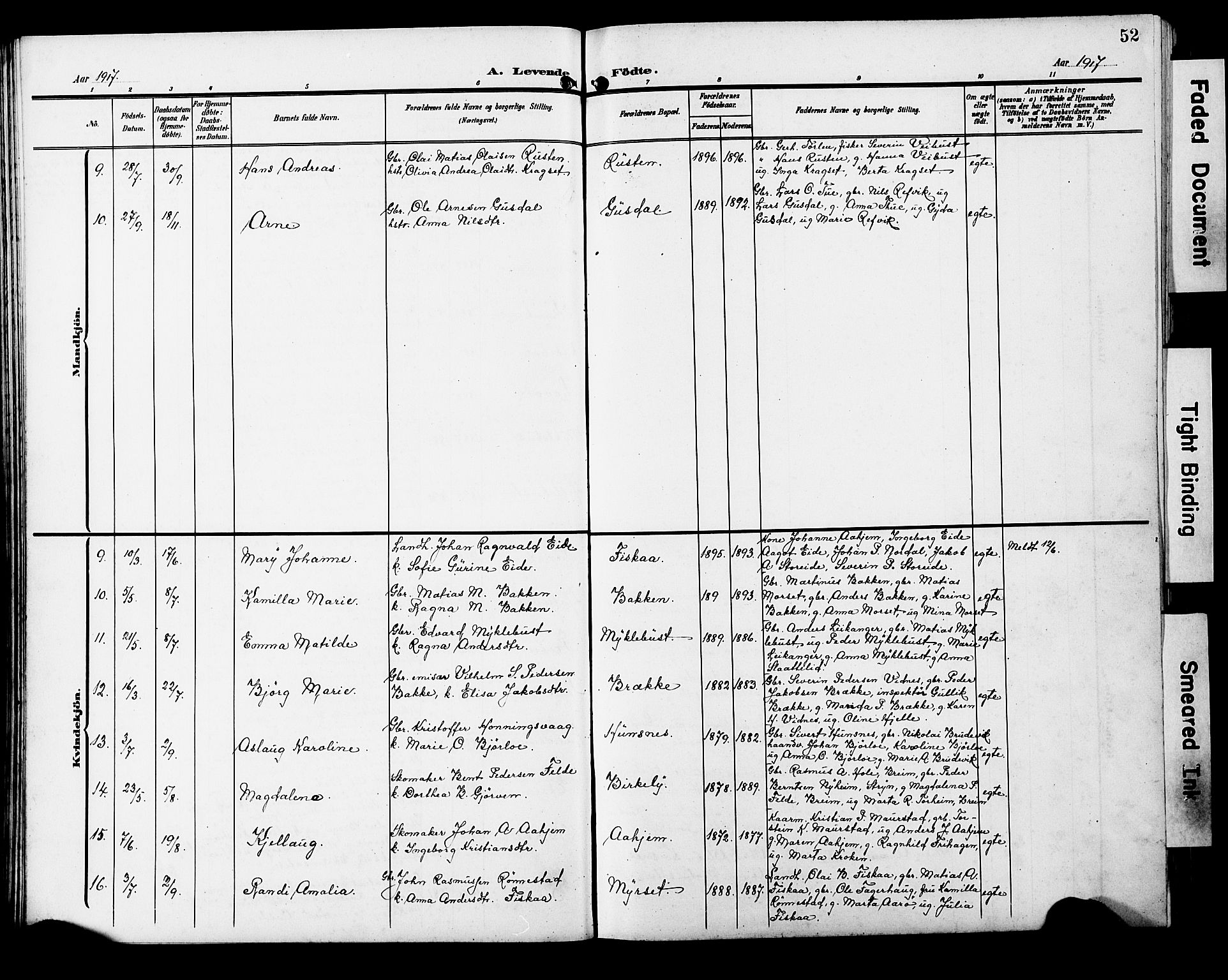 Ministerialprotokoller, klokkerbøker og fødselsregistre - Møre og Romsdal, SAT/A-1454/501/L0018: Parish register (copy) no. 501C04, 1902-1930, p. 52