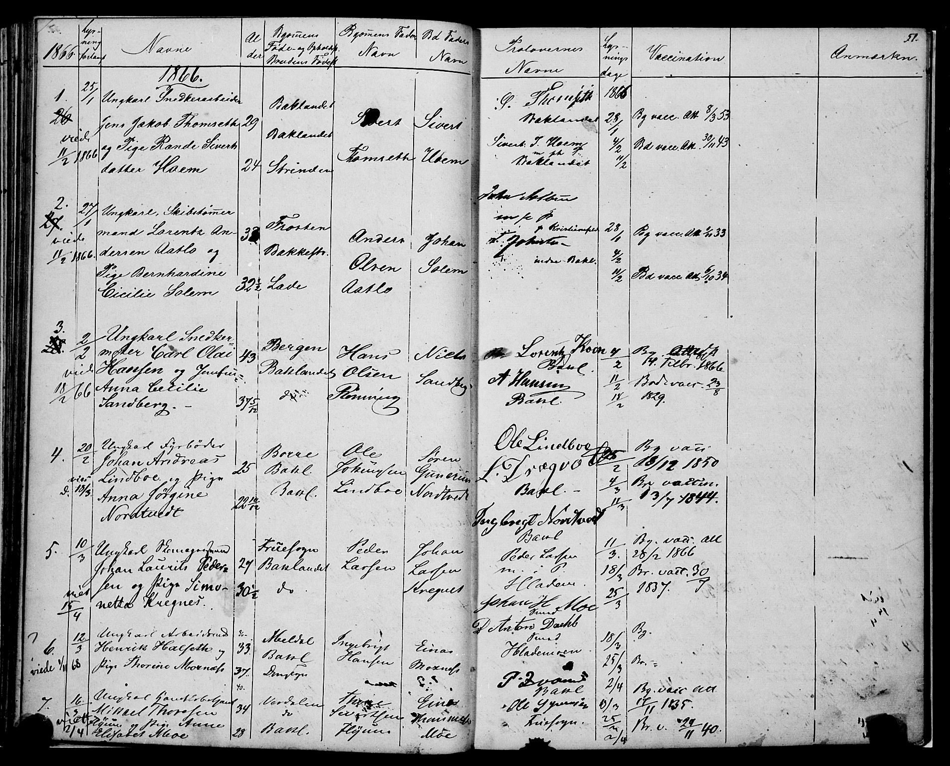 Ministerialprotokoller, klokkerbøker og fødselsregistre - Sør-Trøndelag, SAT/A-1456/604/L0187: Parish register (official) no. 604A08, 1847-1878, p. 51