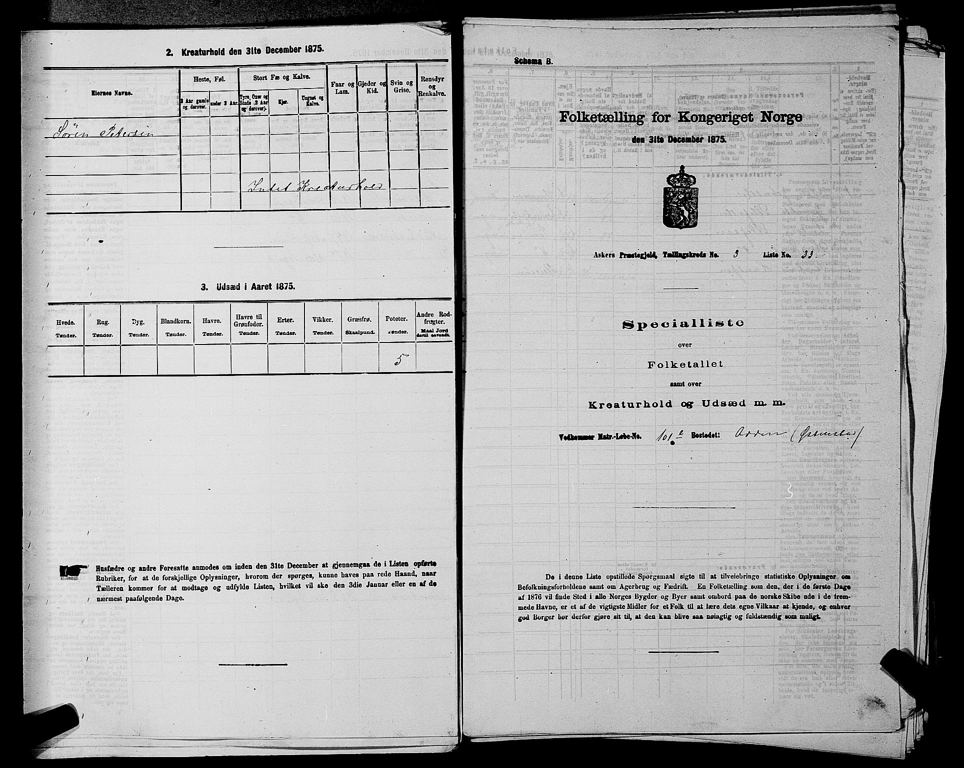 RA, 1875 census for 0220P Asker, 1875, p. 769