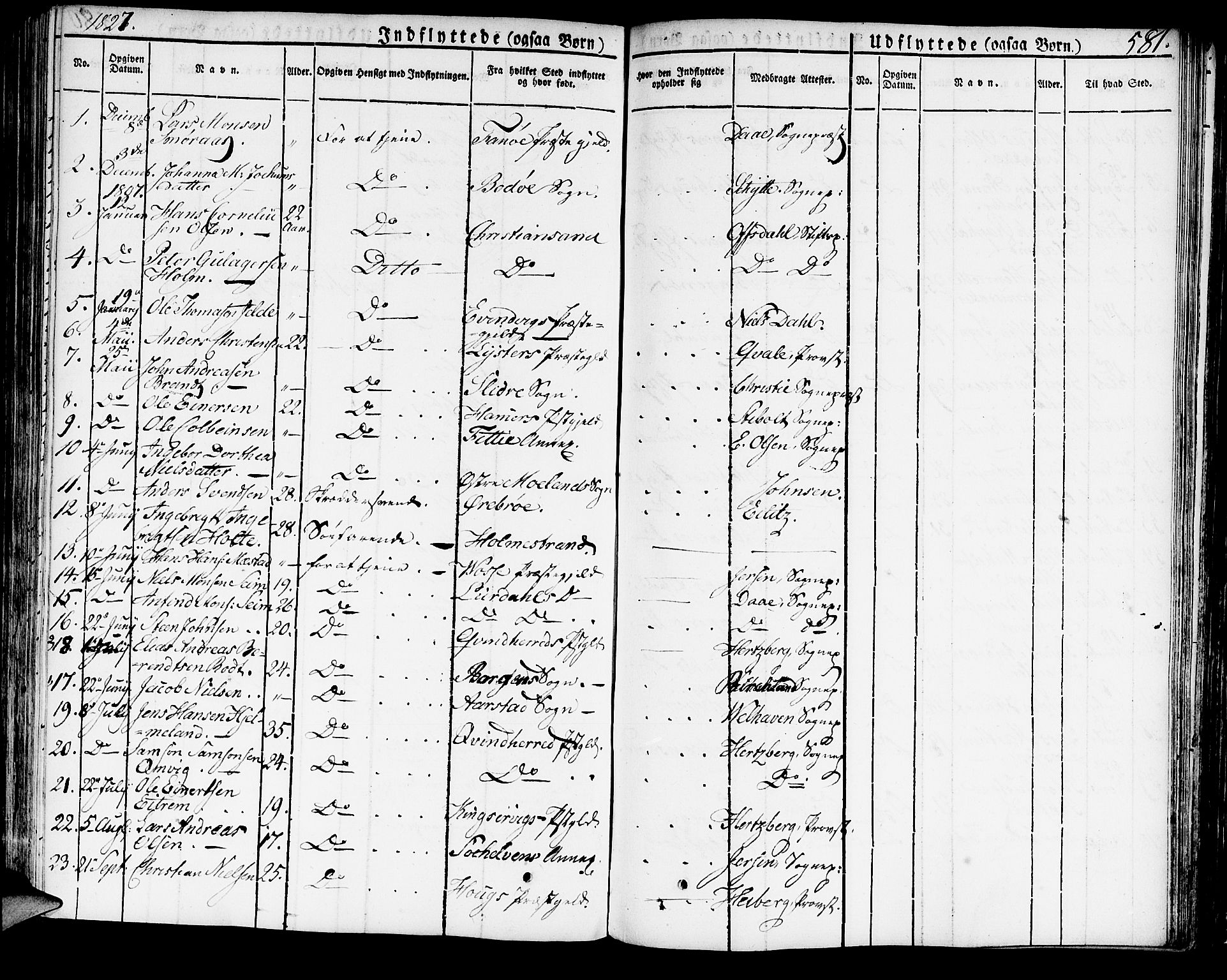 Domkirken sokneprestembete, SAB/A-74801/H/Haa/L0012: Parish register (official) no. A 12, 1821-1840, p. 581