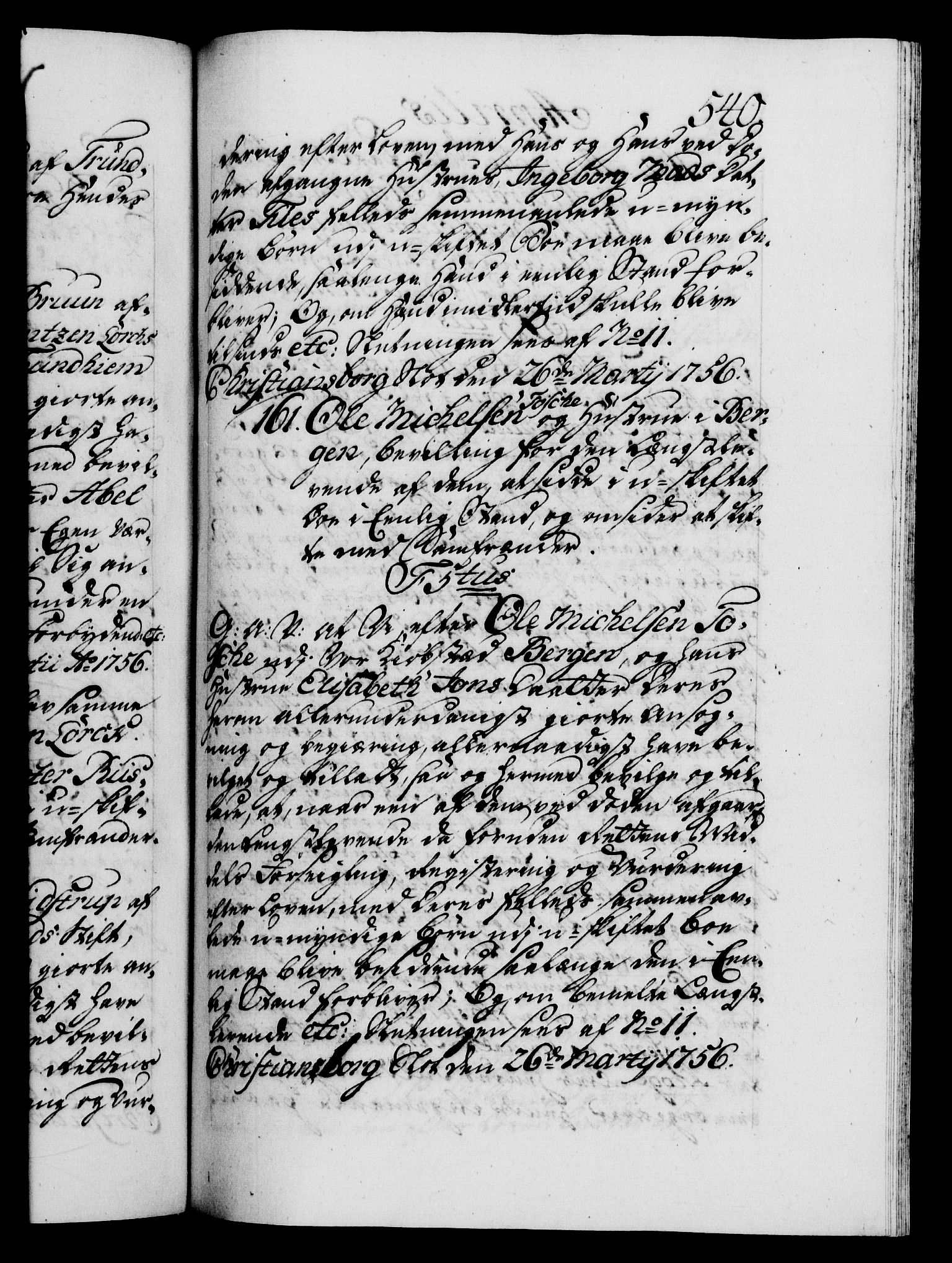 Danske Kanselli 1572-1799, AV/RA-EA-3023/F/Fc/Fca/Fcaa/L0039: Norske registre, 1755-1756, p. 540a