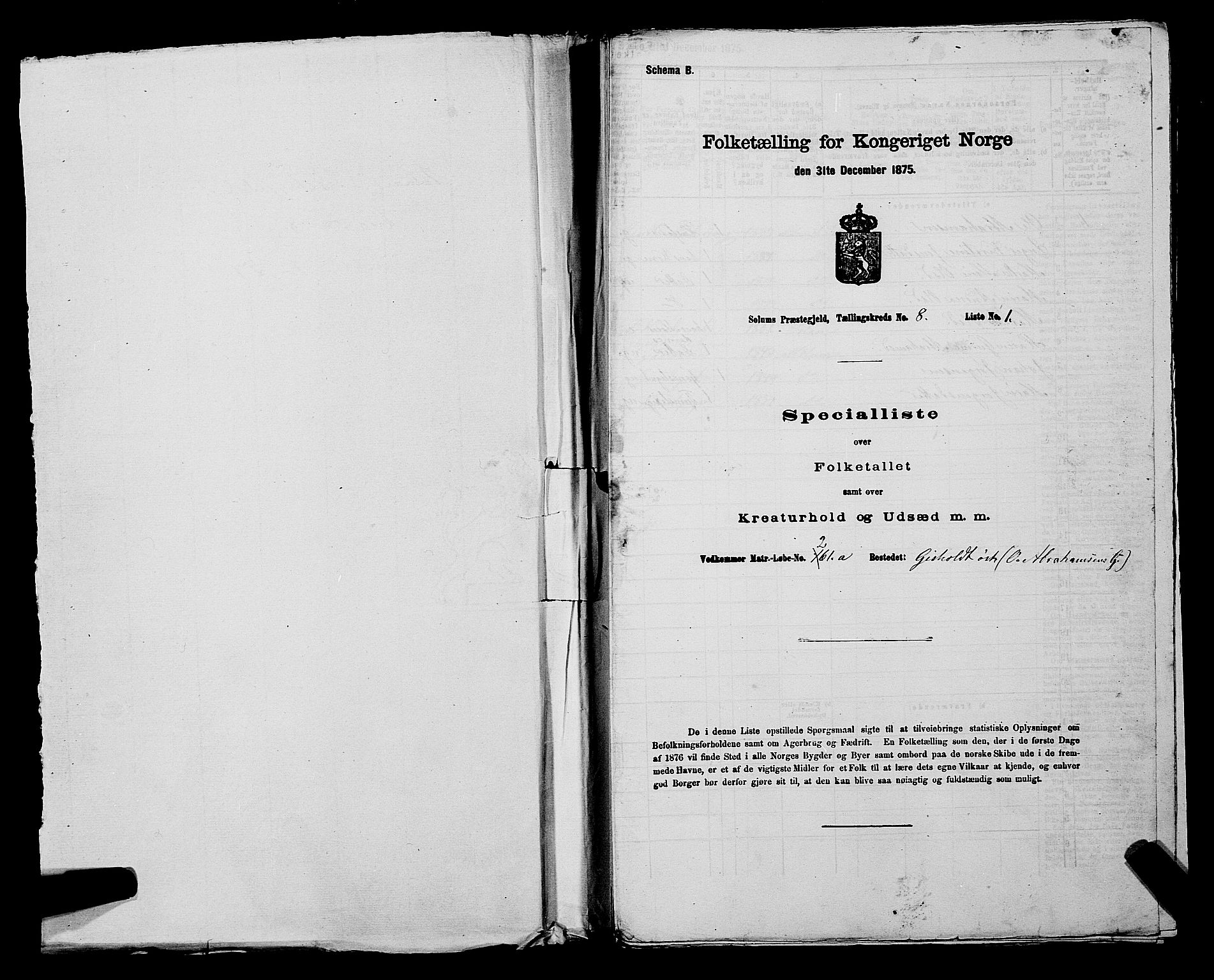 SAKO, 1875 census for 0818P Solum, 1875, p. 1273