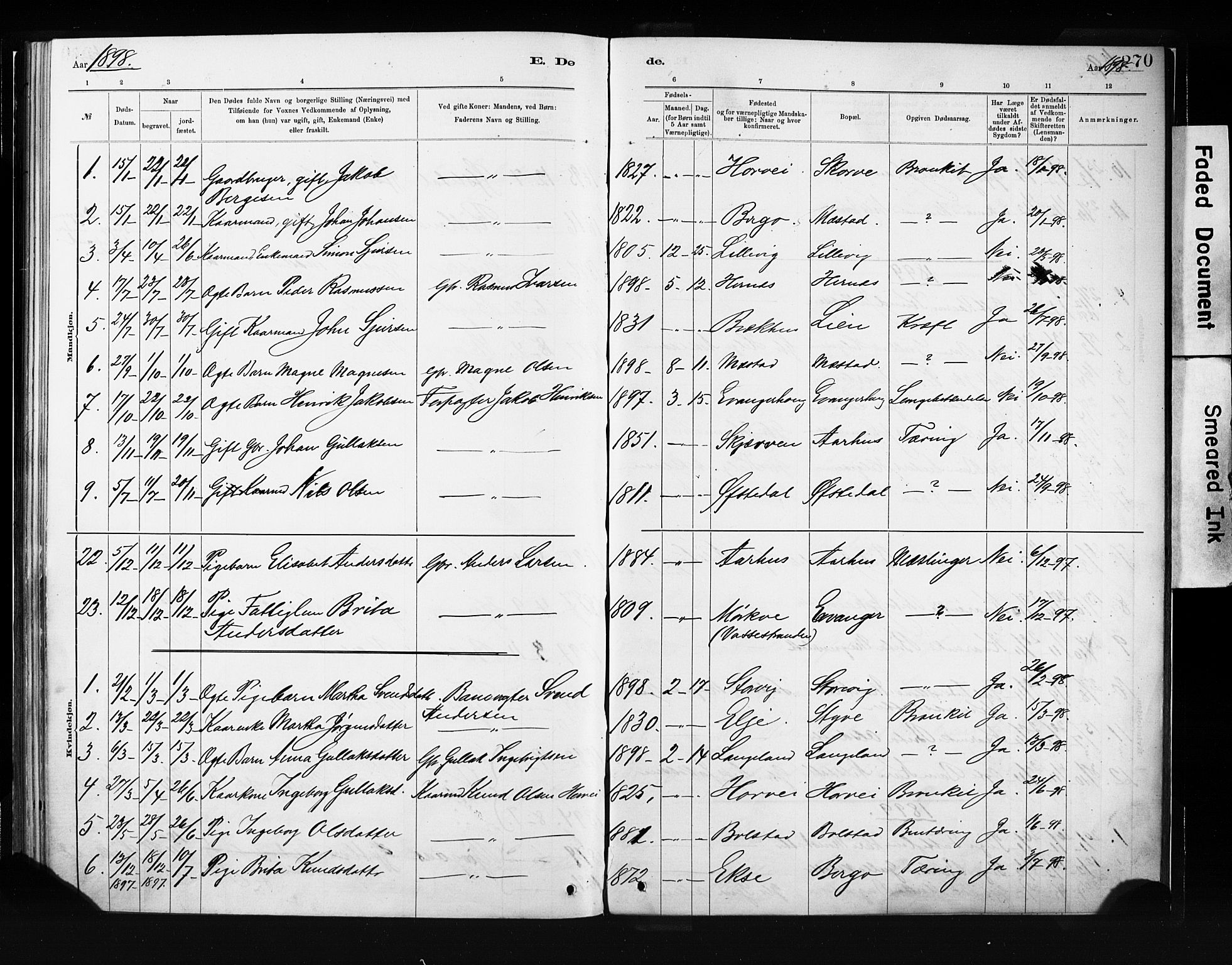 Evanger sokneprestembete, SAB/A-99924: Parish register (official) no. A 1, 1877-1899, p. 270