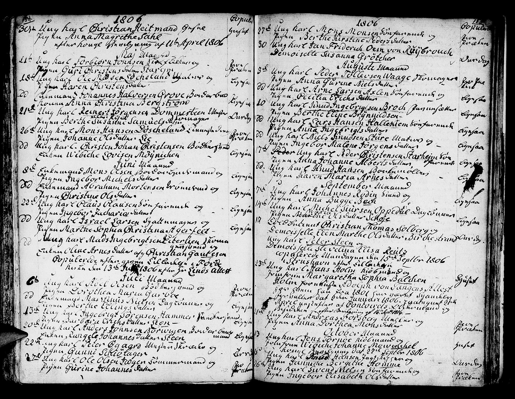 Domkirken sokneprestembete, SAB/A-74801/H/Haa/L0007: Parish register (official) no. A 7, 1725-1826, p. 154-155