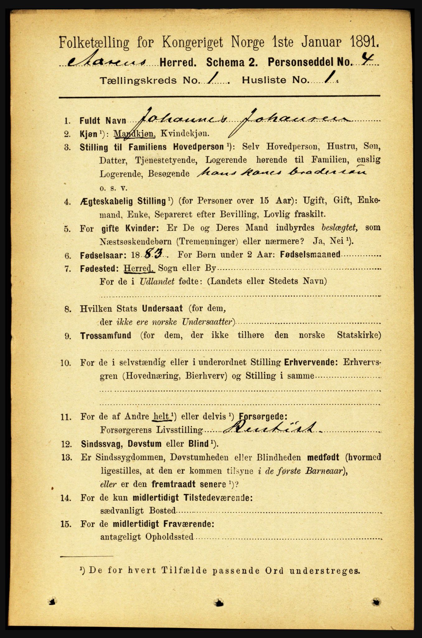 RA, 1891 census for 1716 Åsen, 1891, p. 101