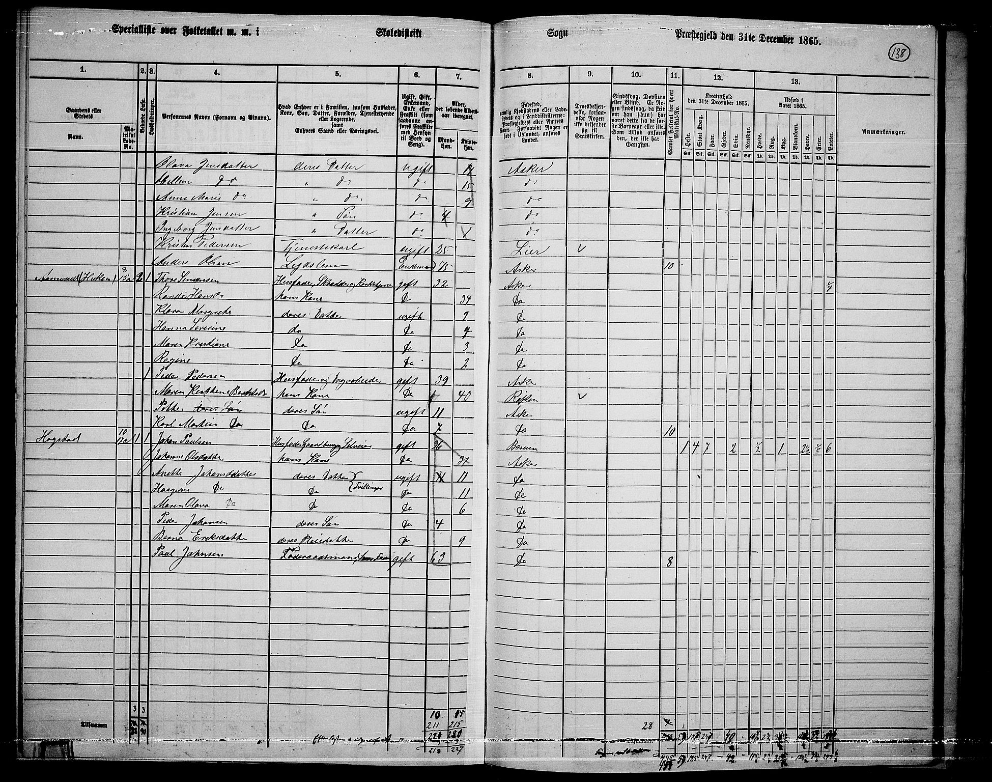 RA, 1865 census for Asker, 1865, p. 134