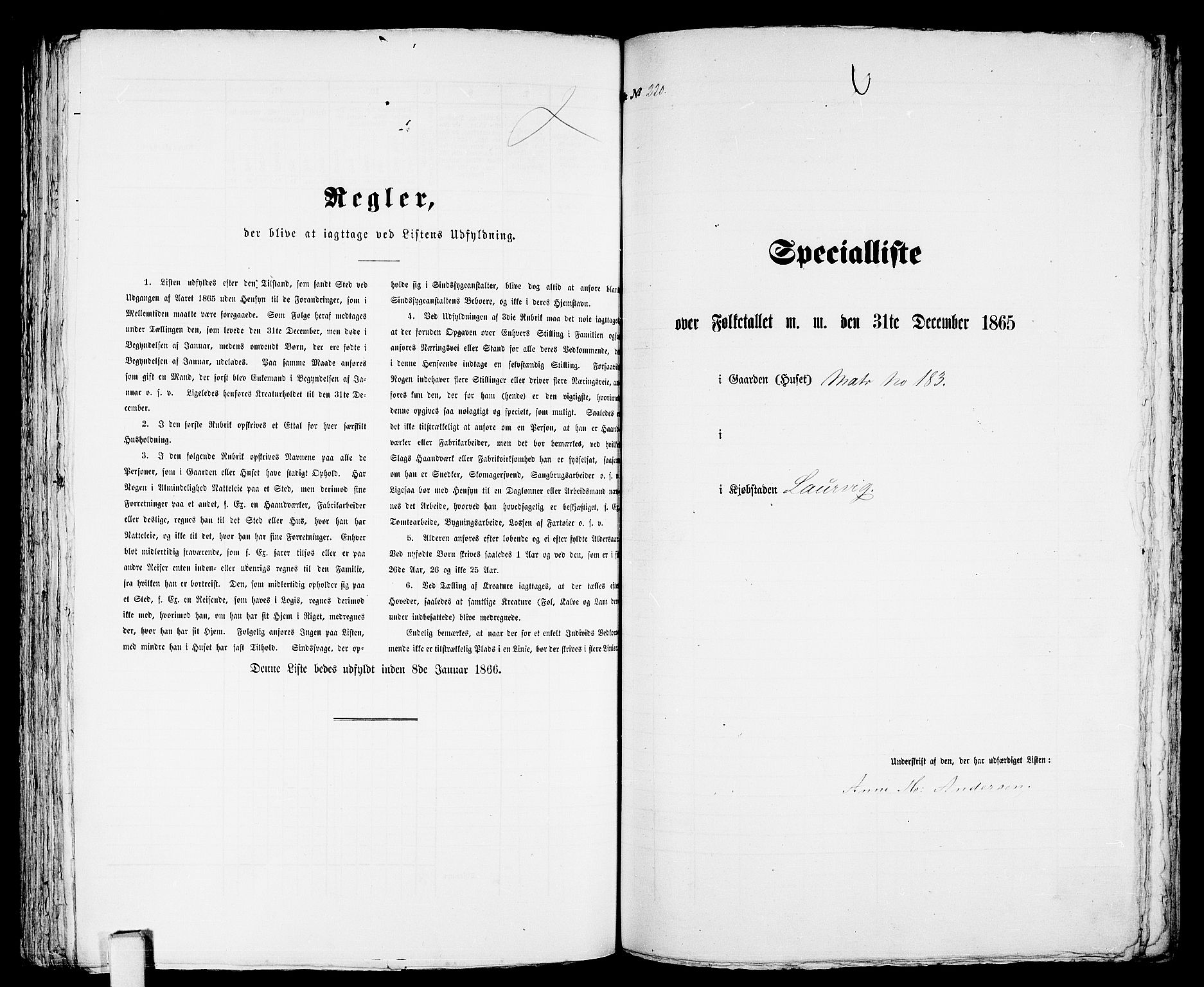 RA, 1865 census for Larvik, 1865, p. 457