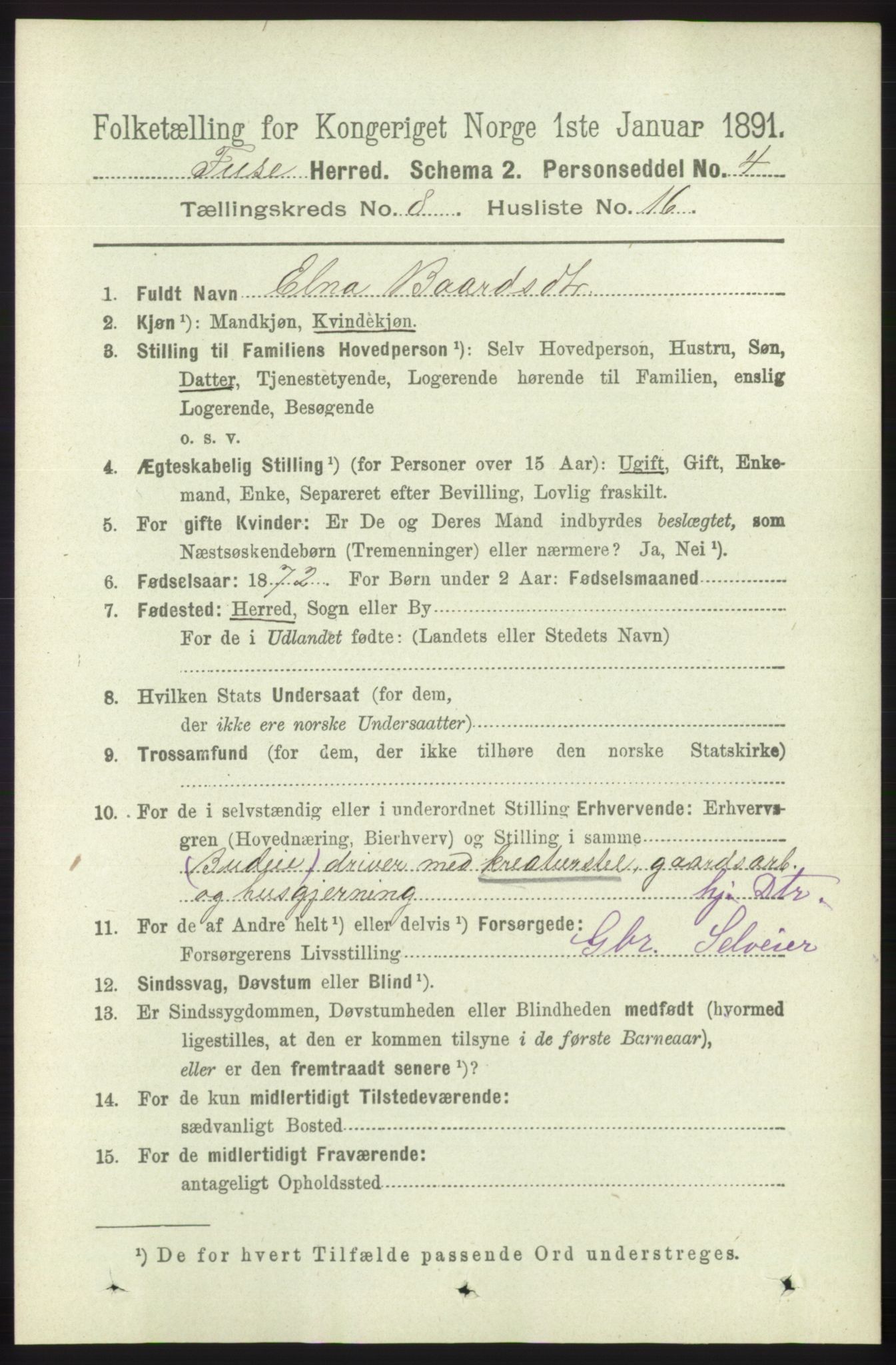 RA, 1891 census for 1241 Fusa, 1891, p. 1655