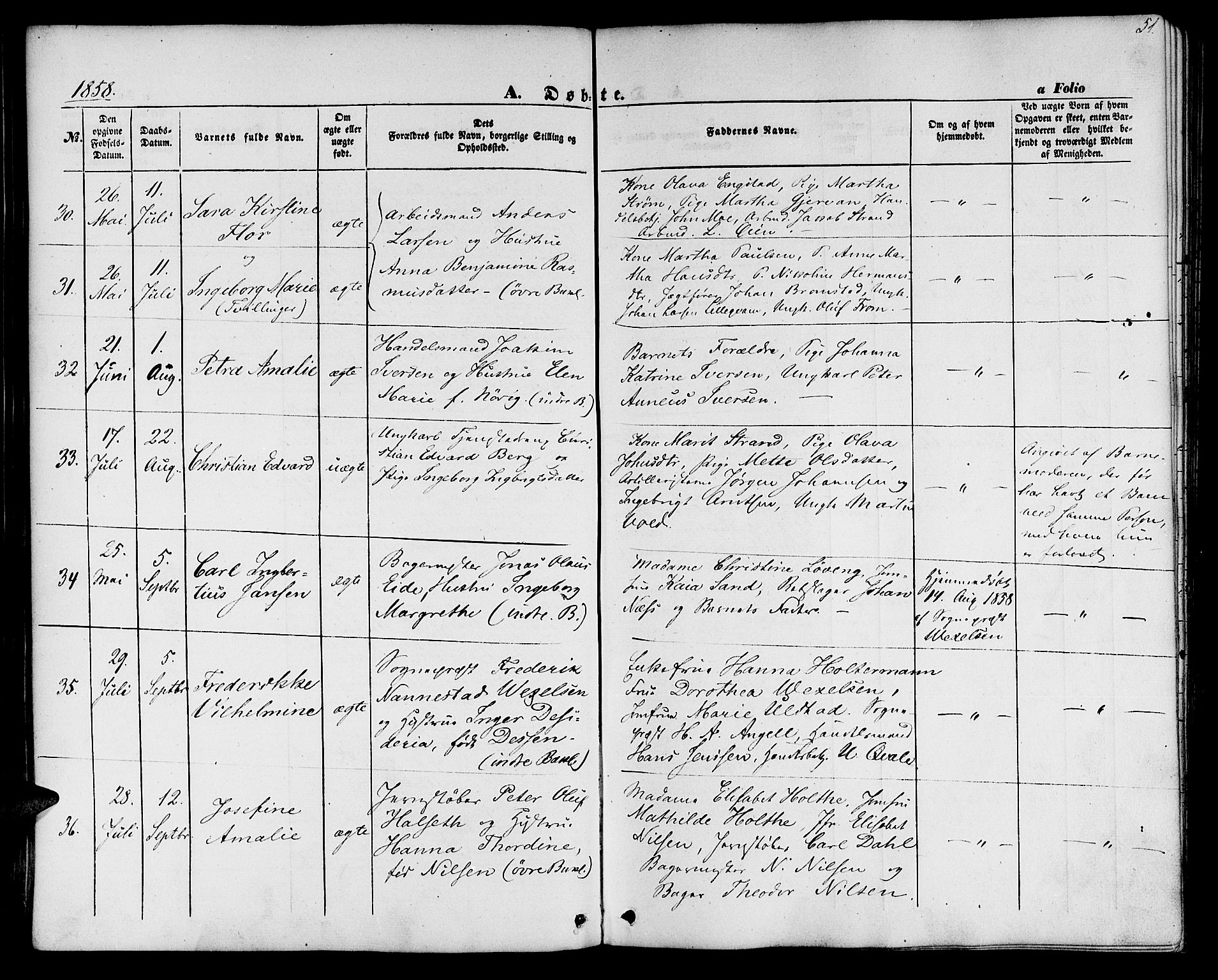 Ministerialprotokoller, klokkerbøker og fødselsregistre - Sør-Trøndelag, AV/SAT-A-1456/604/L0184: Parish register (official) no. 604A05, 1851-1860, p. 51