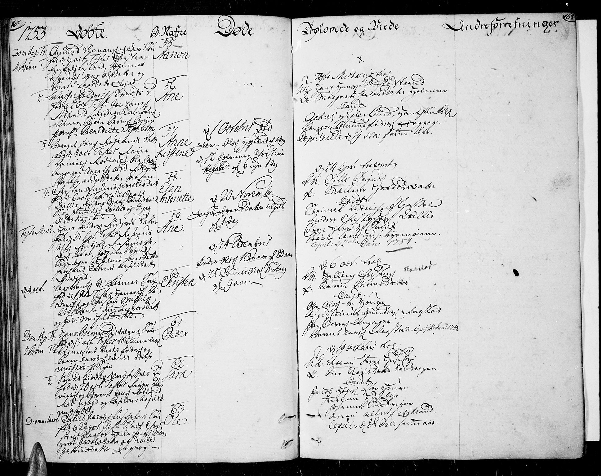 Lista sokneprestkontor, AV/SAK-1111-0027/F/Fa/L0003: Parish register (official) no. A 3 /1, 1743-1767, p. 167-168