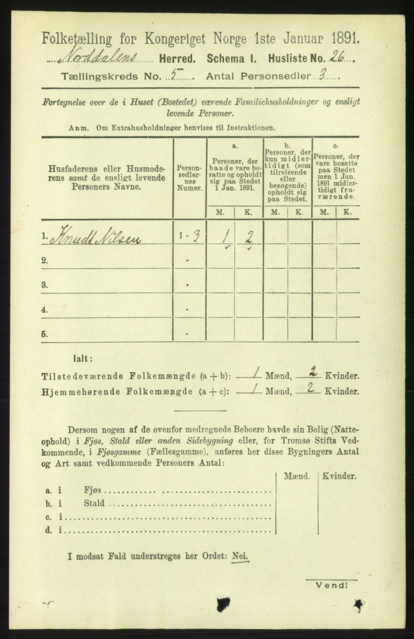 RA, 1891 census for 1524 Norddal, 1891, p. 991