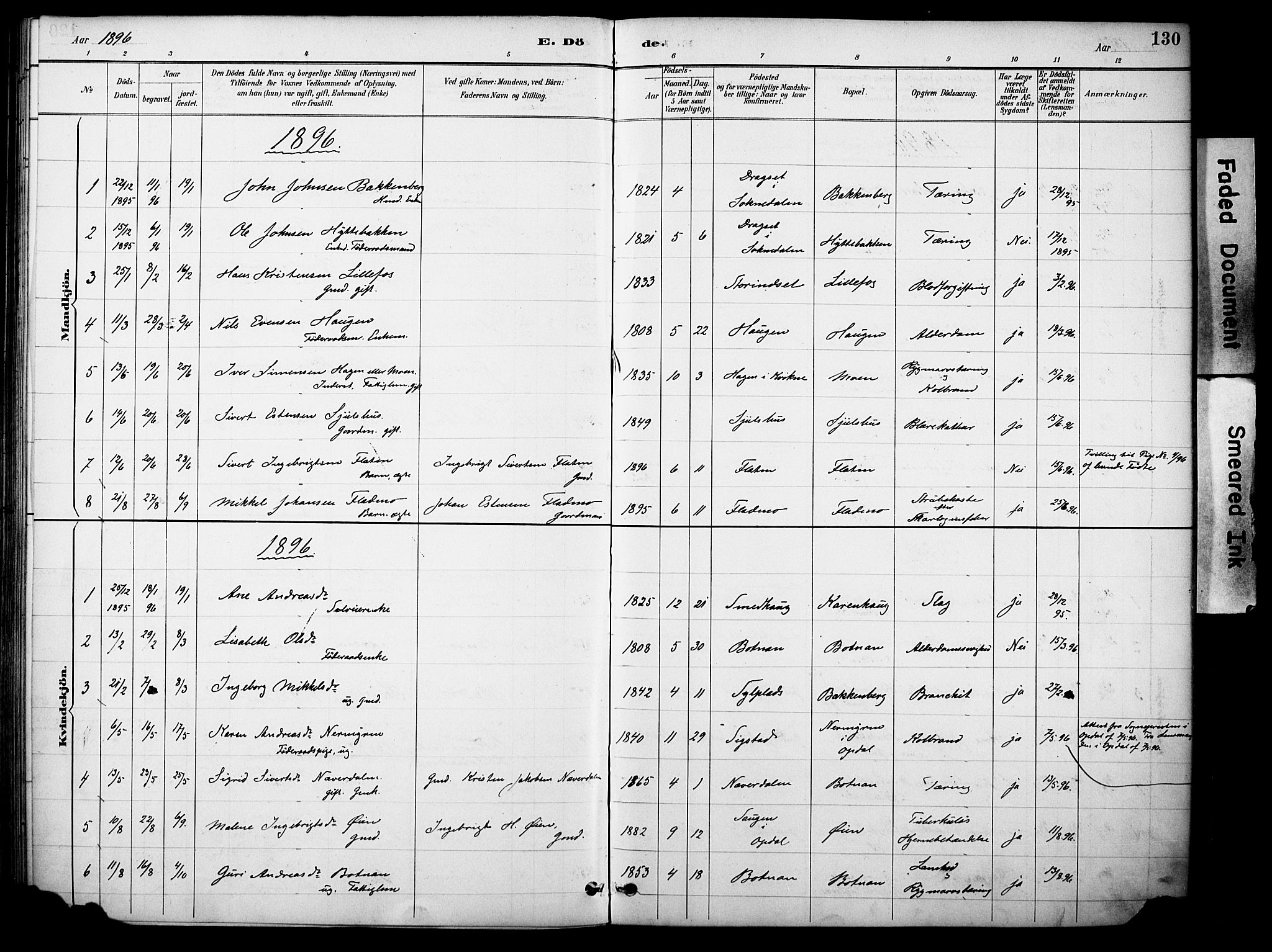 Kvikne prestekontor, SAH/PREST-064/H/Ha/Haa/L0007: Parish register (official) no. 7, 1887-1911, p. 130