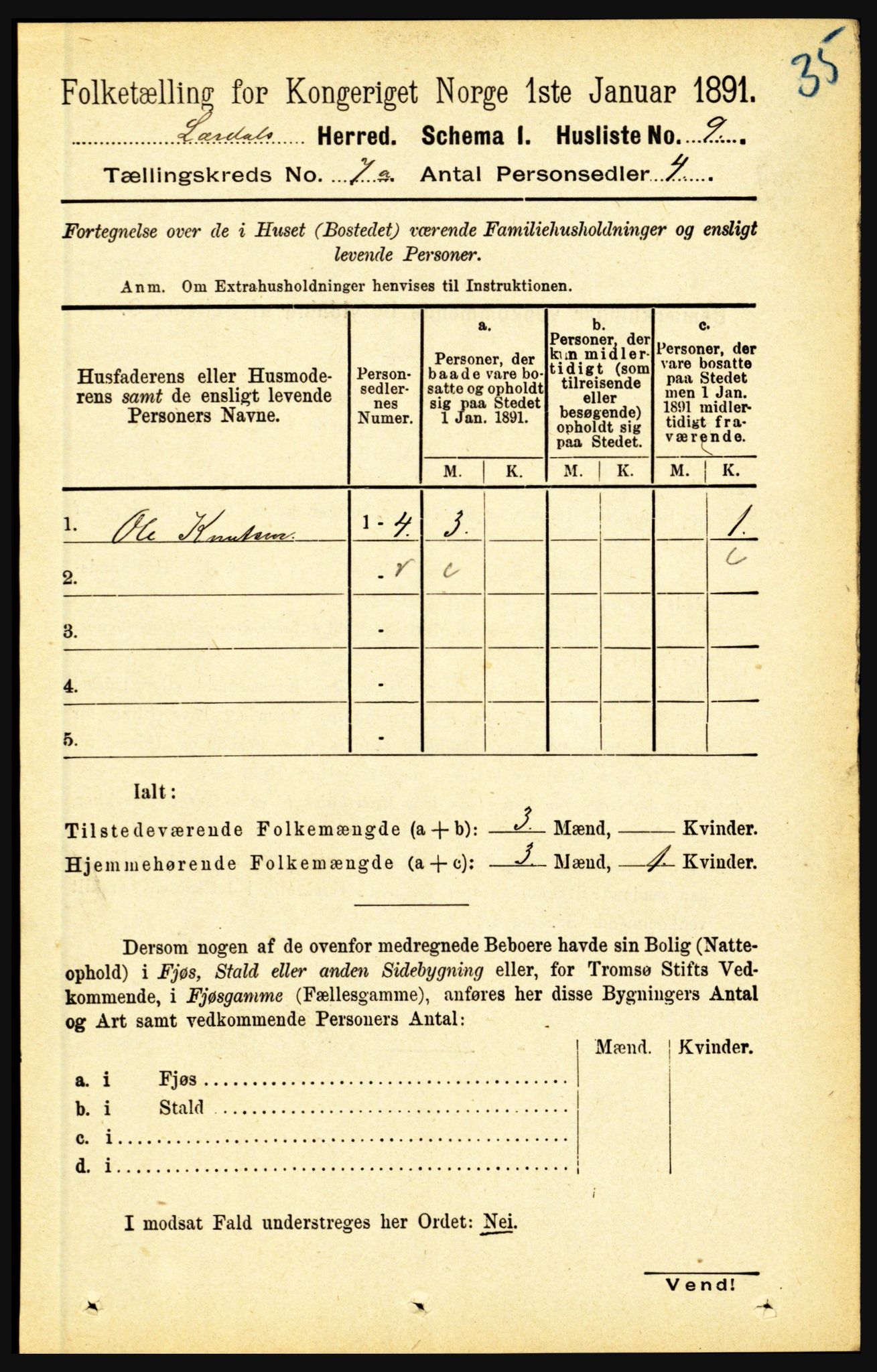 RA, 1891 census for 1422 Lærdal, 1891, p. 757