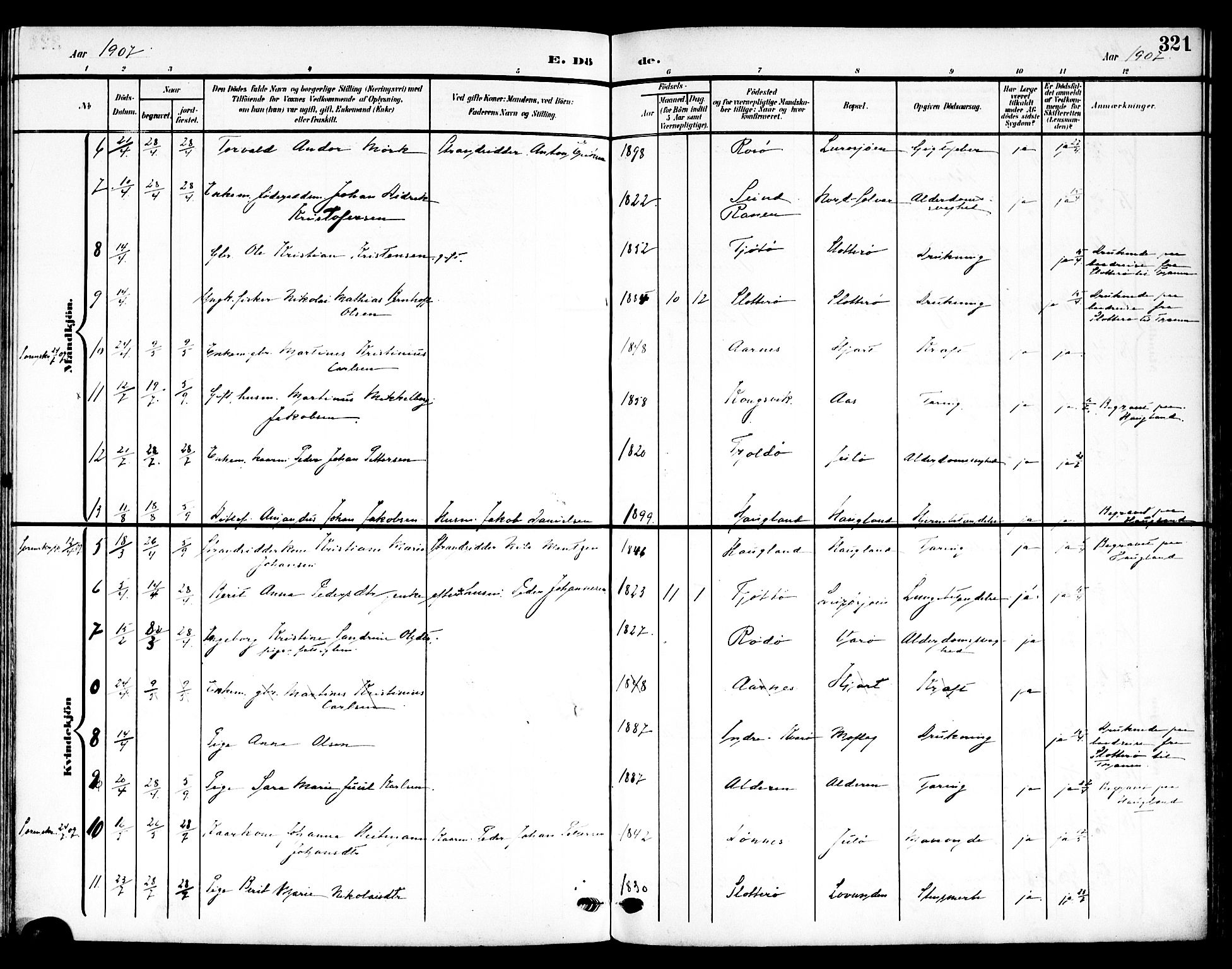 Ministerialprotokoller, klokkerbøker og fødselsregistre - Nordland, AV/SAT-A-1459/839/L0569: Parish register (official) no. 839A06, 1903-1922, p. 321