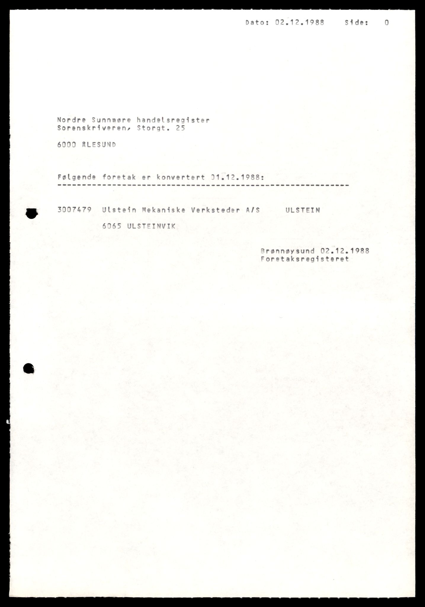 Nordre Sunnmøre sorenskriveri, AV/SAT-A-0006/2/J/Jd/Jde/L0055: Bilag. Aksjeselskap, U, 1944-1990, p. 1