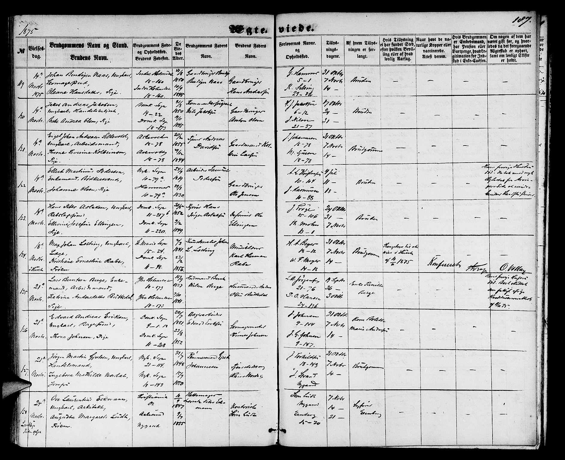 Domkirken sokneprestembete, SAB/A-74801/H/Hab/L0030: Parish register (copy) no. D 2, 1857-1876, p. 187