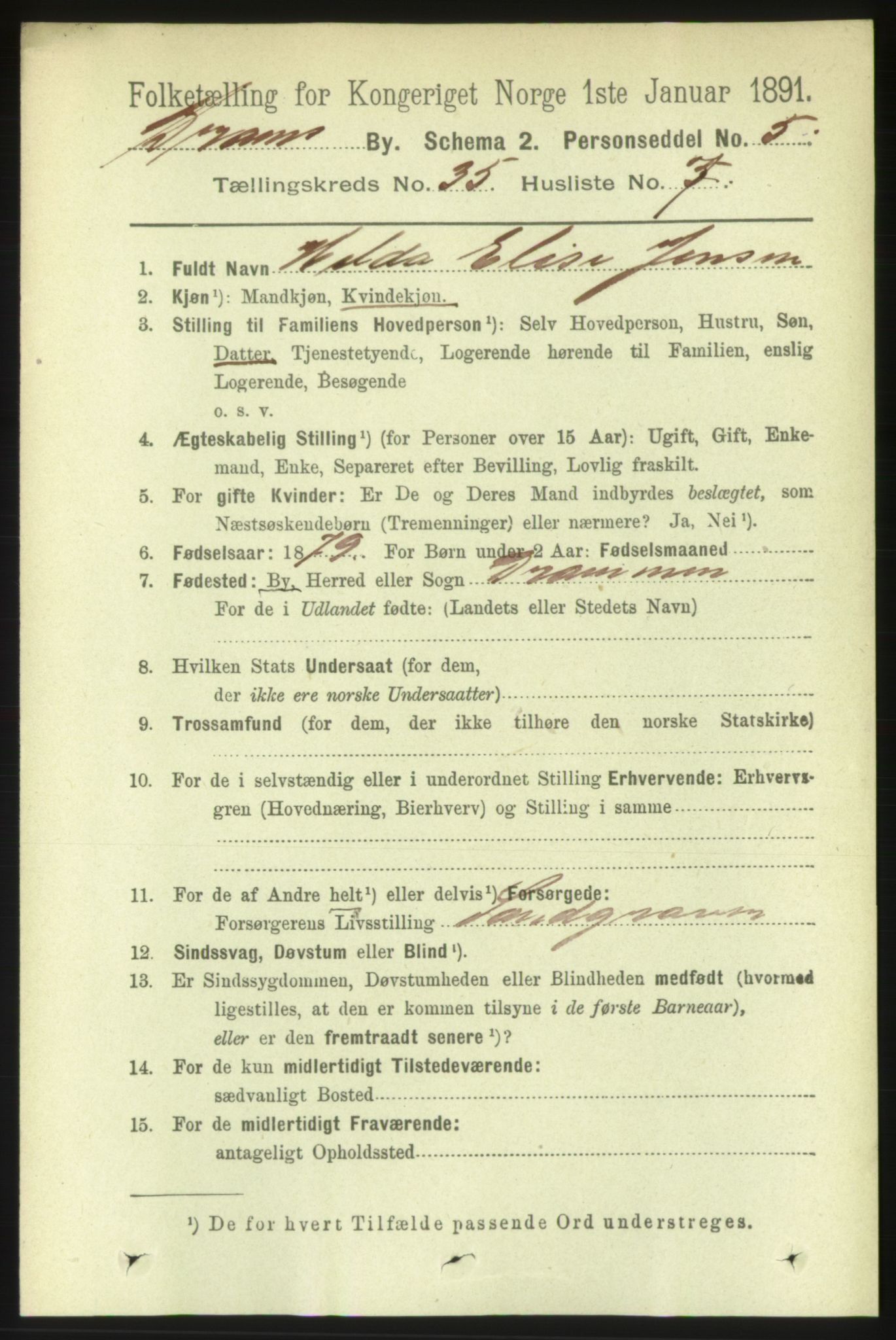 RA, 1891 census for 0602 Drammen, 1891, p. 21128