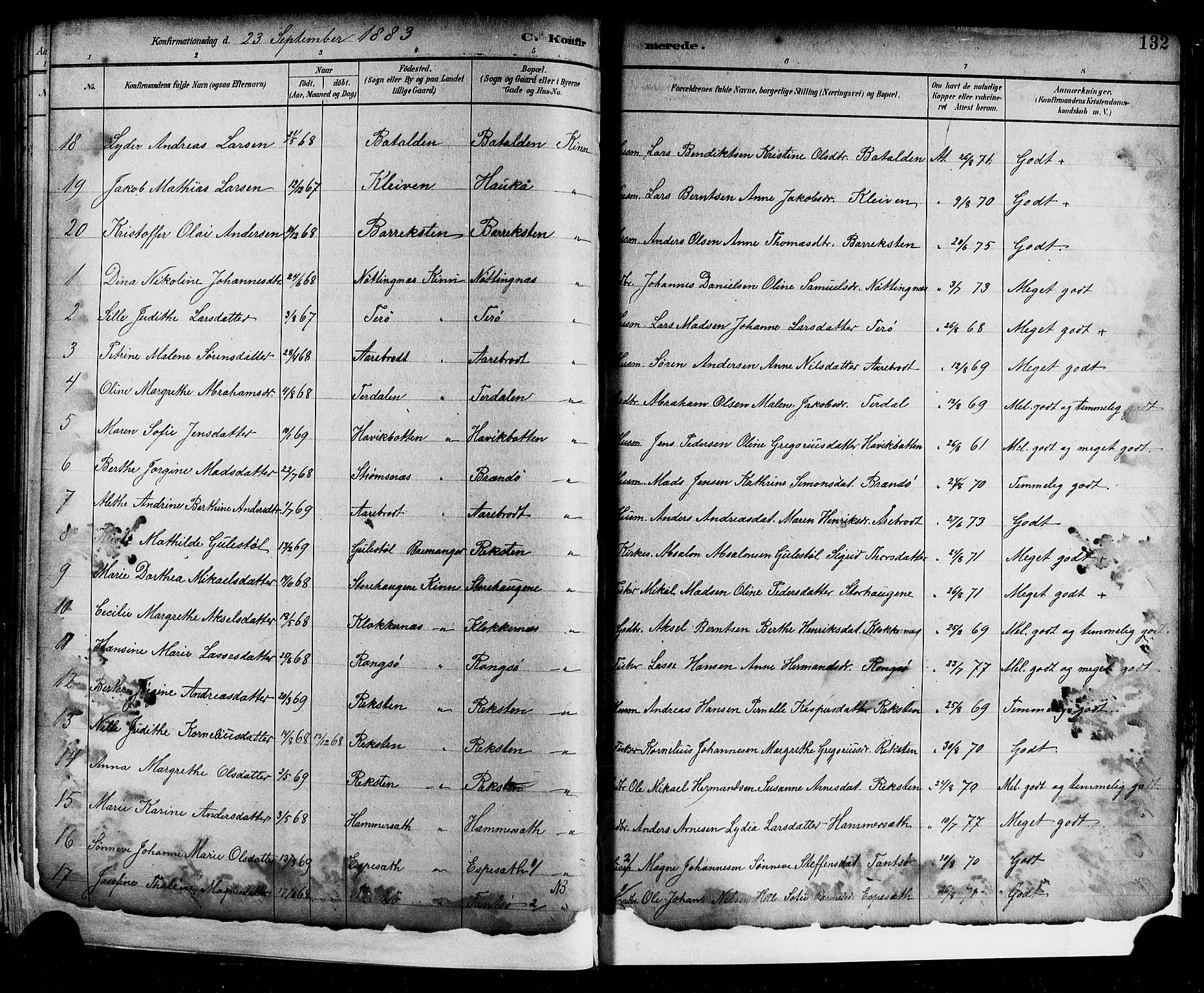 Kinn sokneprestembete, AV/SAB-A-80801/H/Hab/Haba/L0002: Parish register (copy) no. A 2, 1882-1906, p. 132