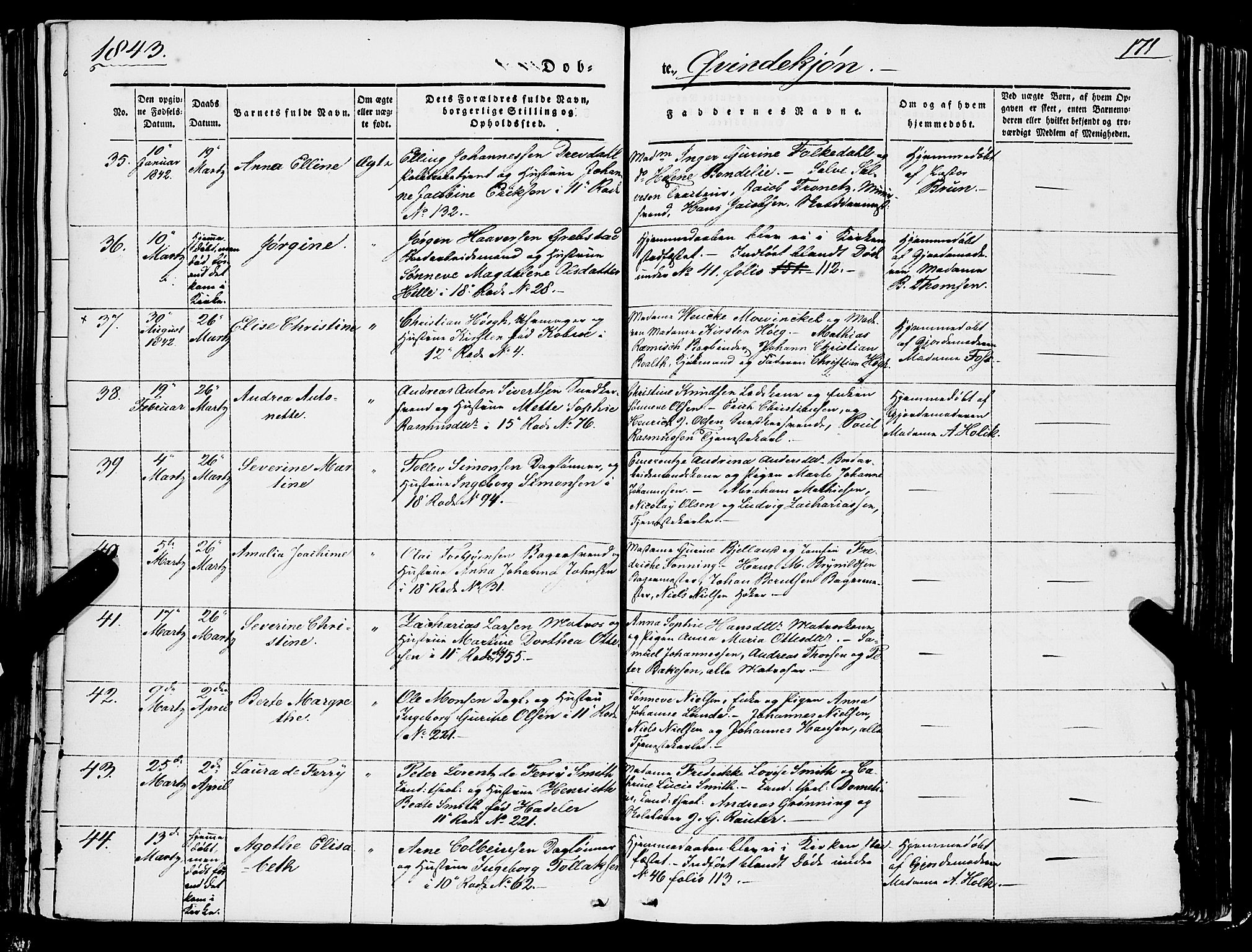 Domkirken sokneprestembete, AV/SAB-A-74801/H/Haa/L0019: Parish register (official) no. B 2, 1841-1851, p. 171