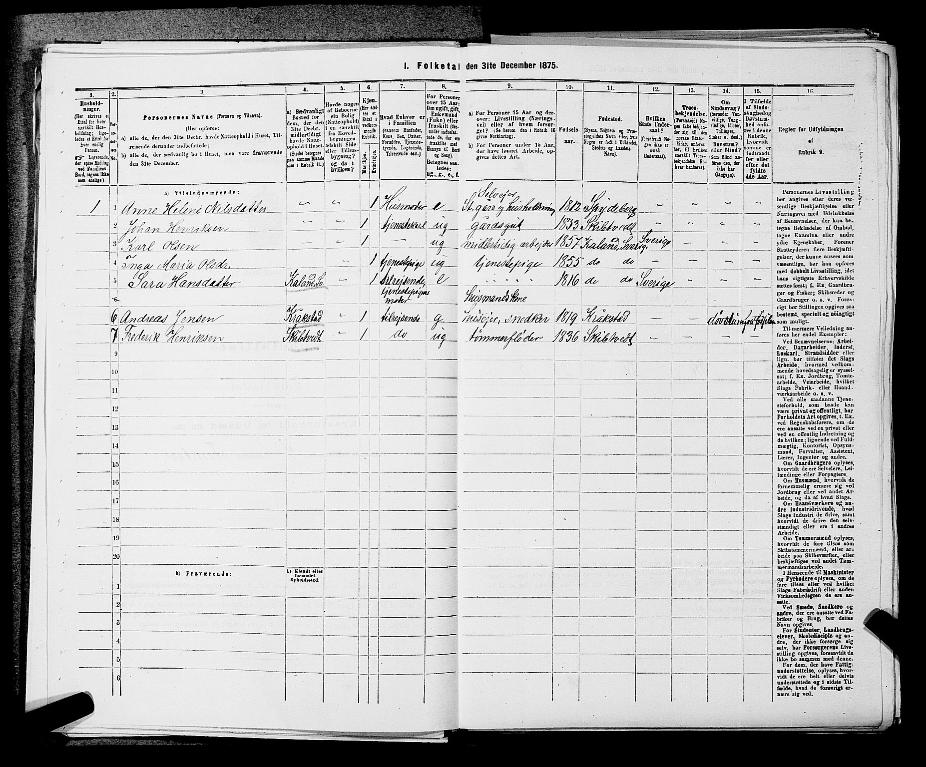 RA, 1875 census for 0123P Spydeberg, 1875, p. 60
