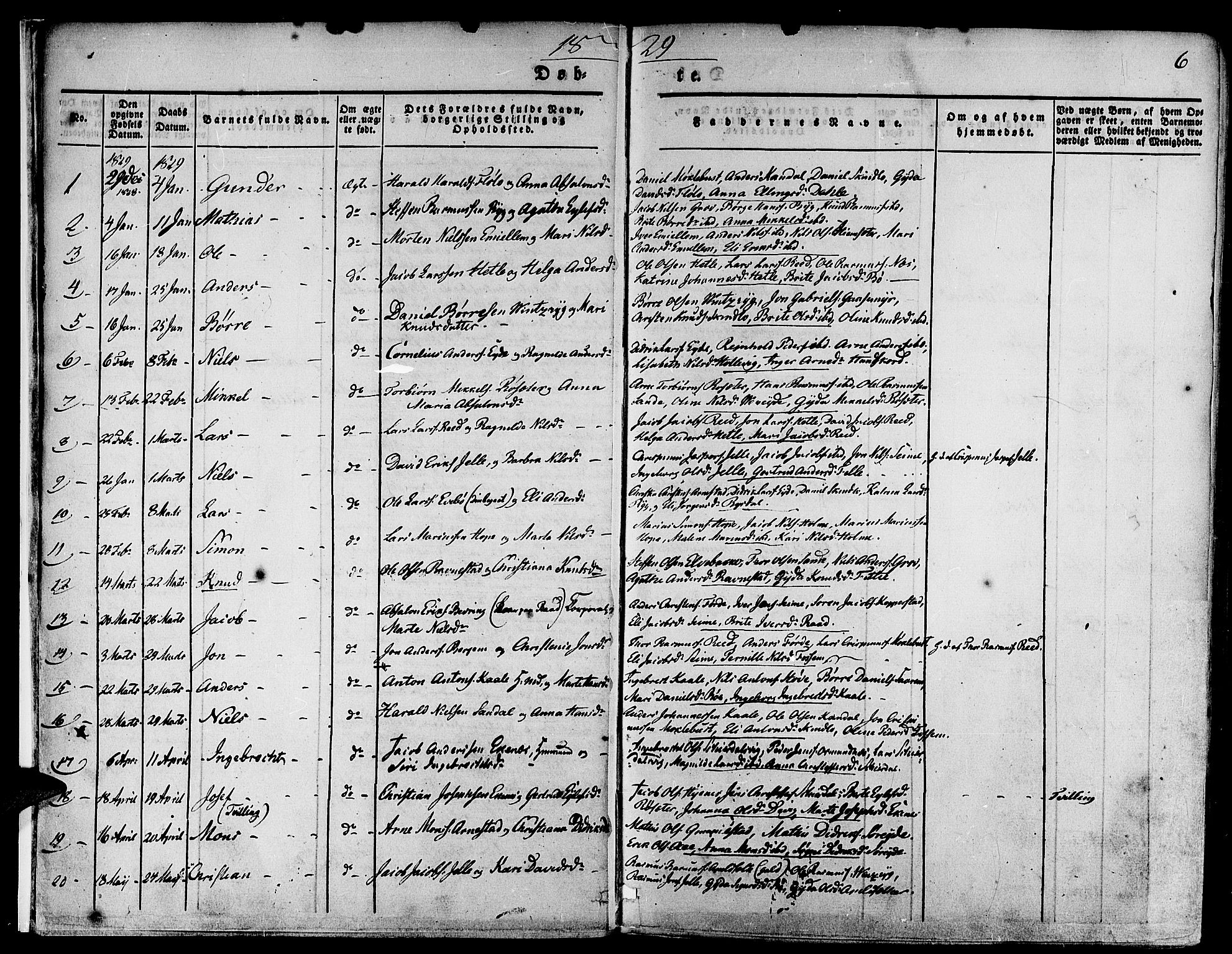 Gloppen sokneprestembete, SAB/A-80101/H/Haa/Haaa/L0007: Parish register (official) no. A 7, 1827-1837, p. 6