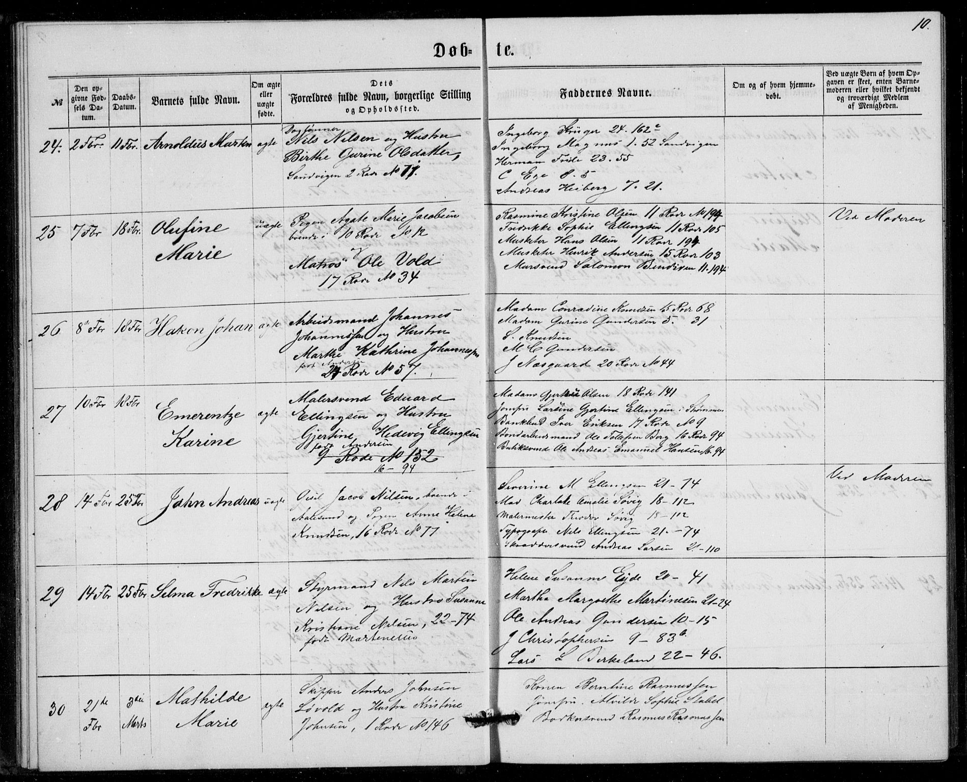 Fødselsstiftelsens sokneprestembete, ført av overlegen*, SAB/-: Parish register (official) no. A 1, 1863-1883, p. 10