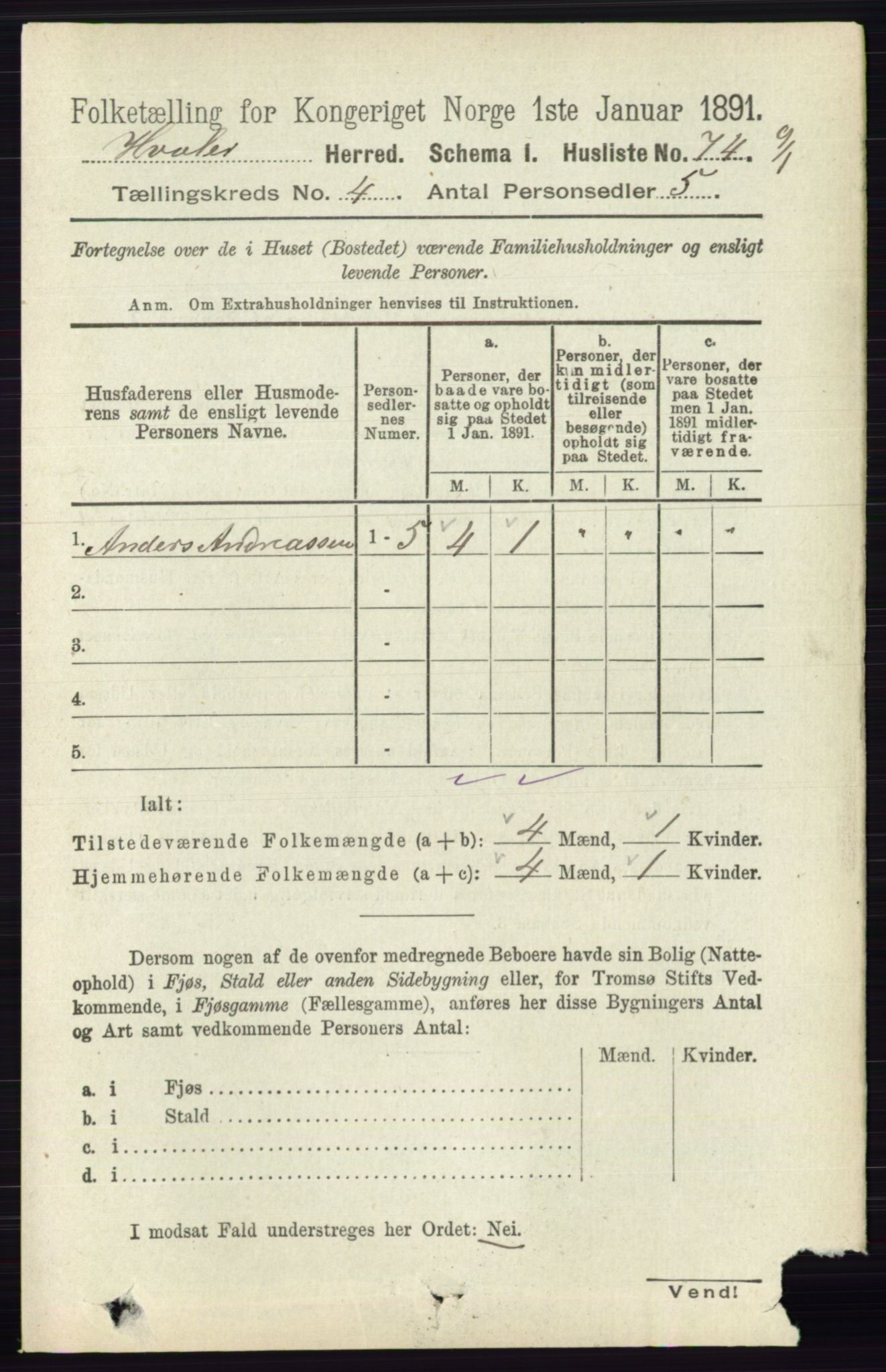 RA, 1891 census for 0111 Hvaler, 1891, p. 2636