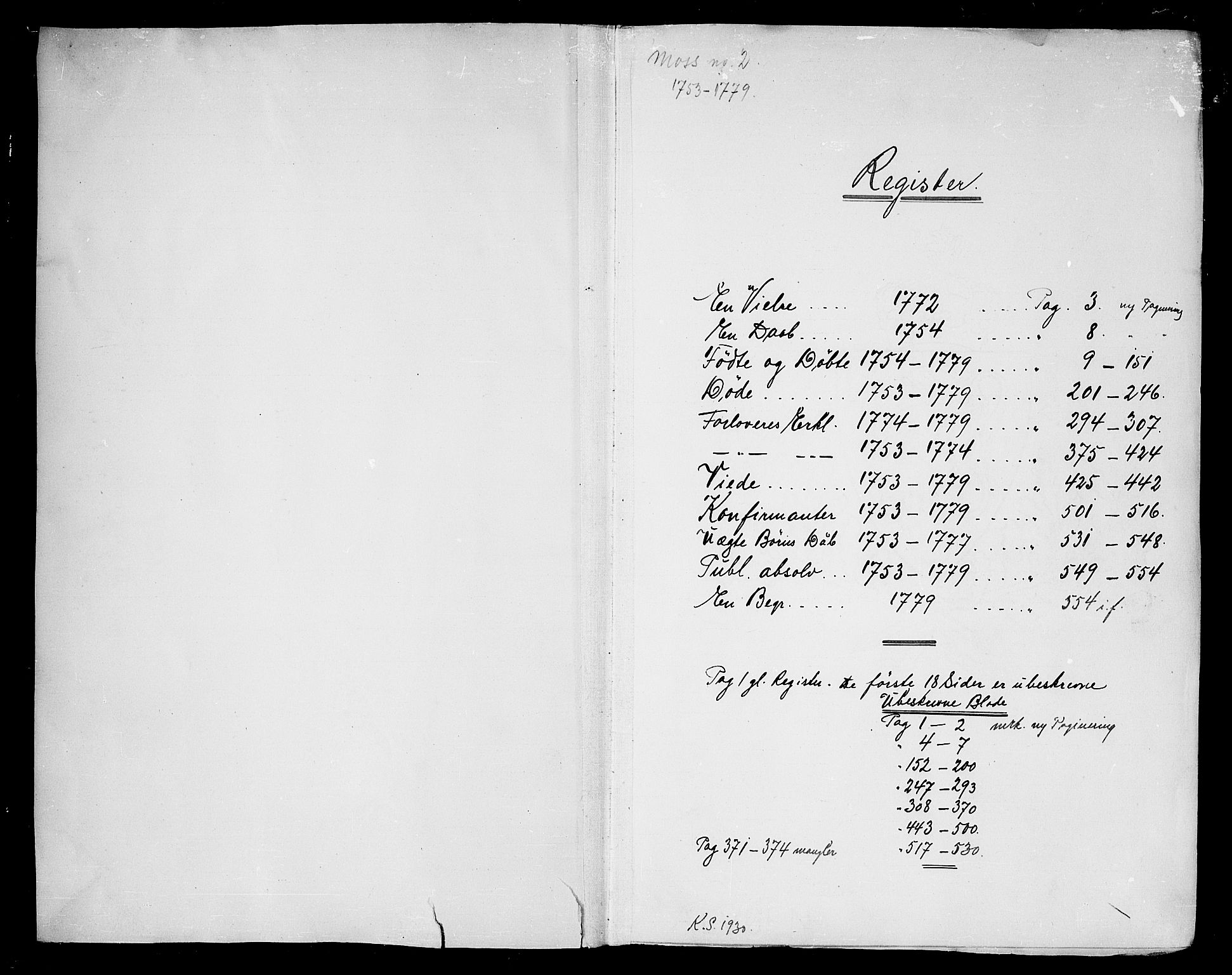 Moss prestekontor Kirkebøker, SAO/A-2003/F/Fa/L0002: Parish register (official) no. I 2, 1753-1779